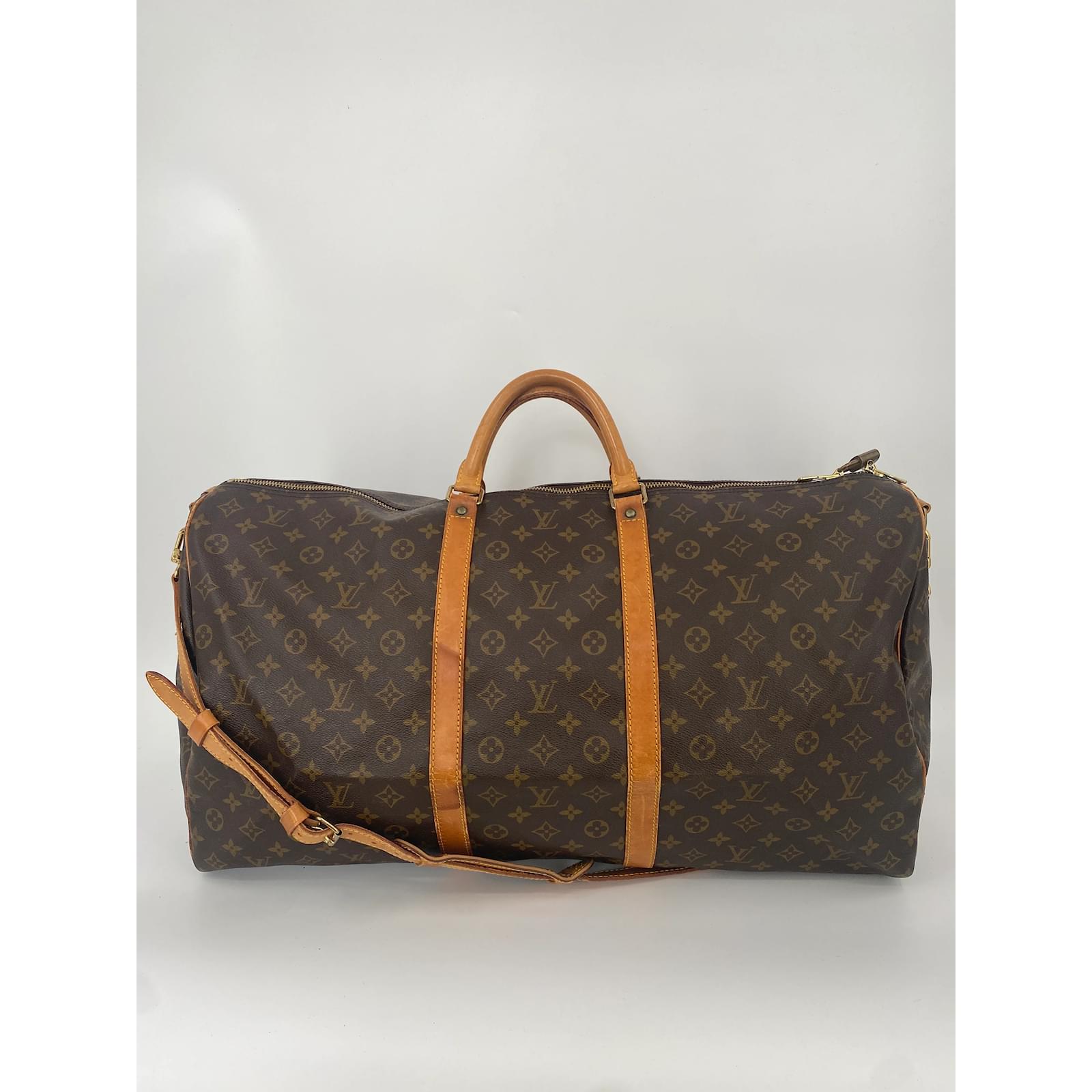 Brown Coated Canvas Louis Vuitton Keepall Bandouliere 60 Cloth ref.967656 -  Joli Closet