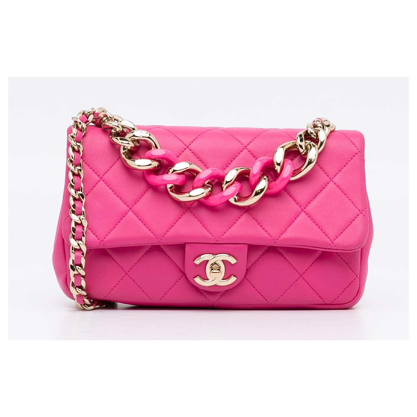 pink chanel mini flap bag black