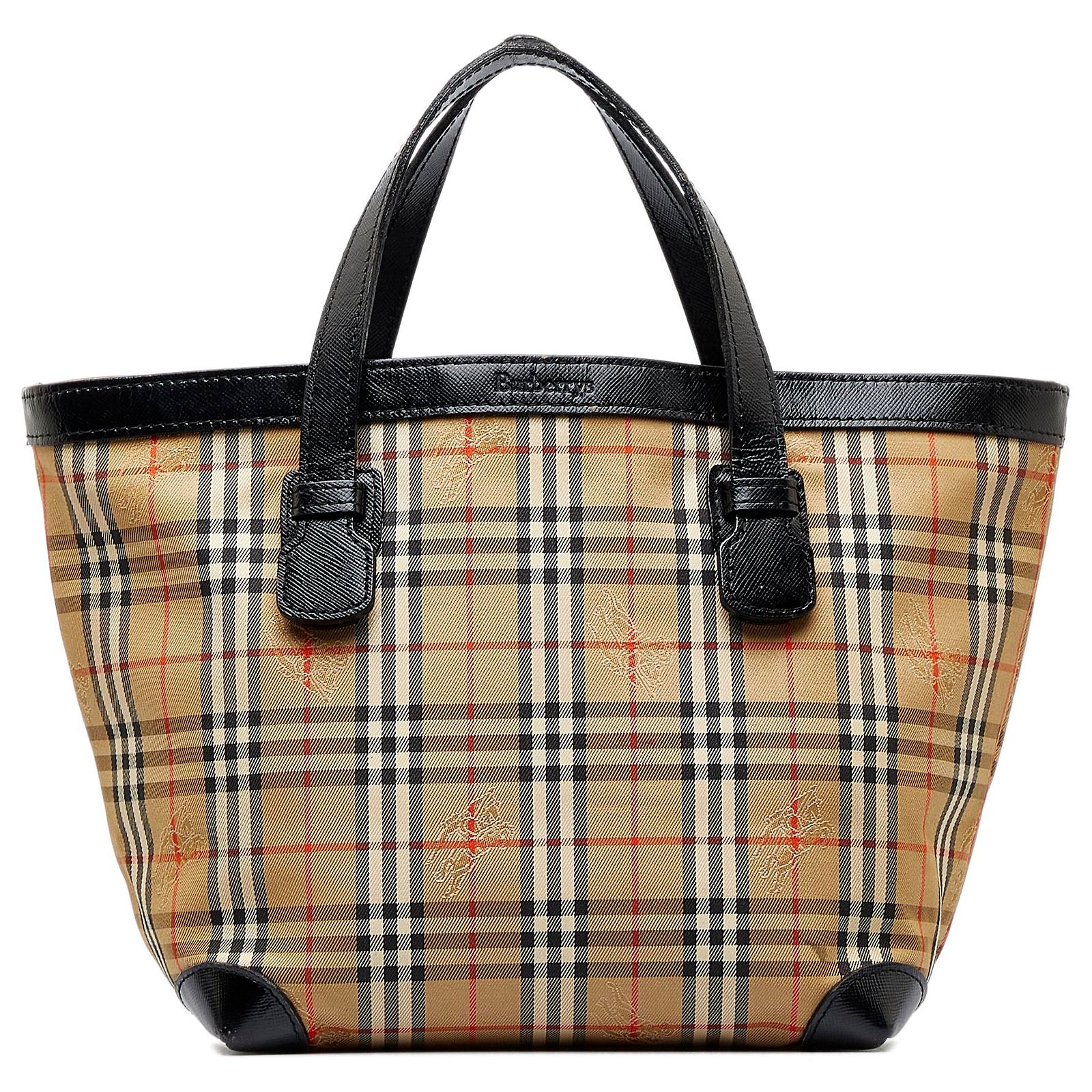 Burberry Brown Haymarket Check Tote Multiple colors Beige Leather Cloth ...