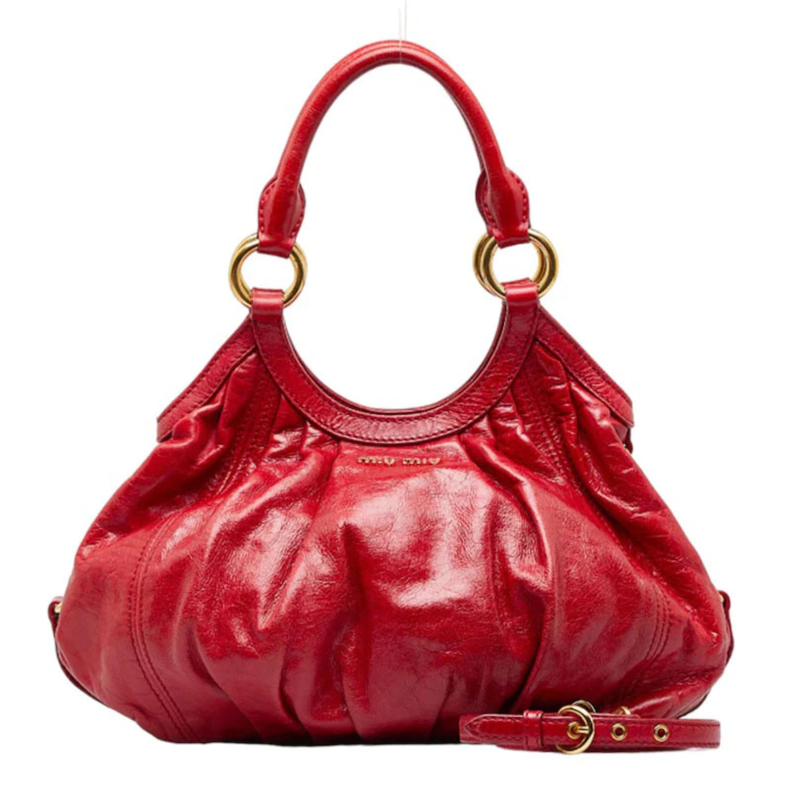 Miu Miu Leather Hobo Bag Red Pony-style Calfskin Ref.968146 - Joli Closet