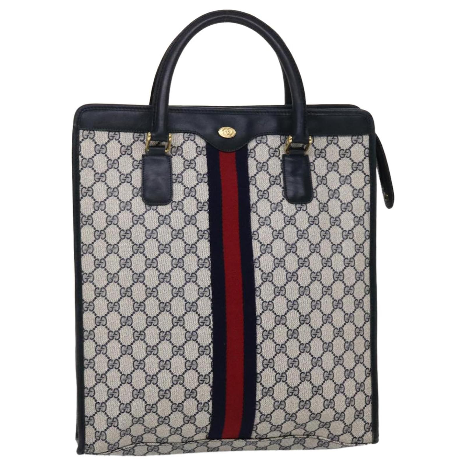 Vintage Gucci Micro GG Monogram Navy Blue/Gray Canvas Leather Crossbody  Handbag