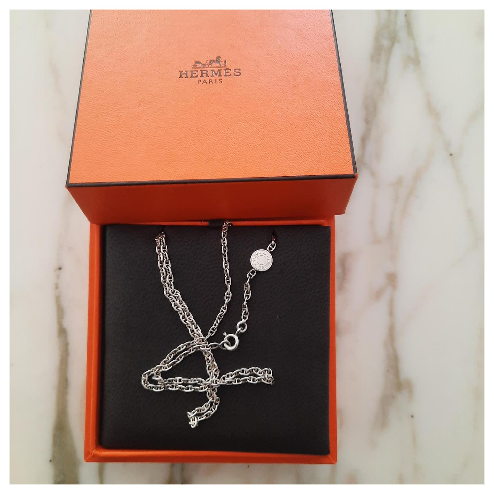 Anchor chain necklace - Hermès - Silvery Silver ref.968360 - Joli Closet