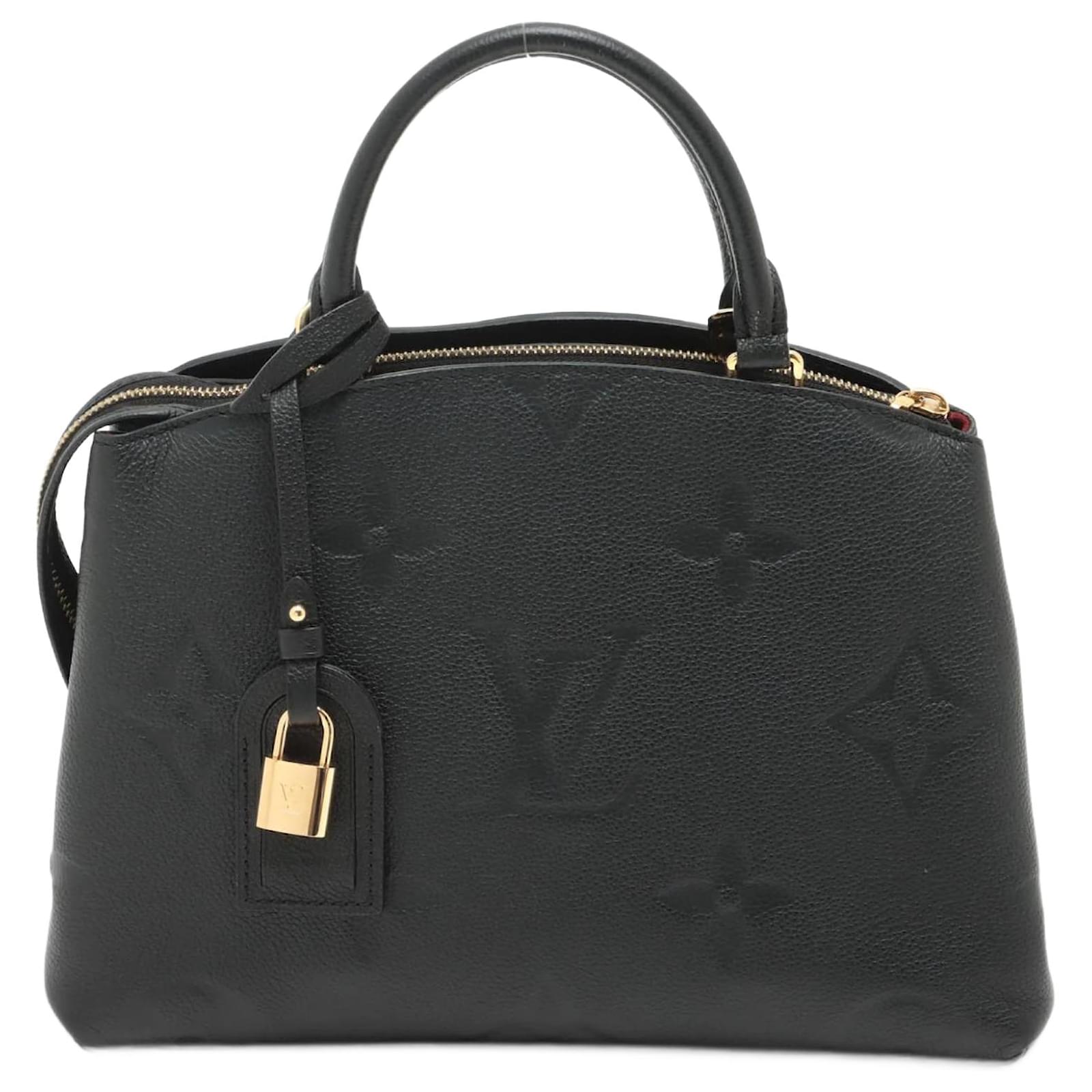 LOUIS VUITTON Montaigne BB Monogram Empreinte Leather Satchel Bag Blac