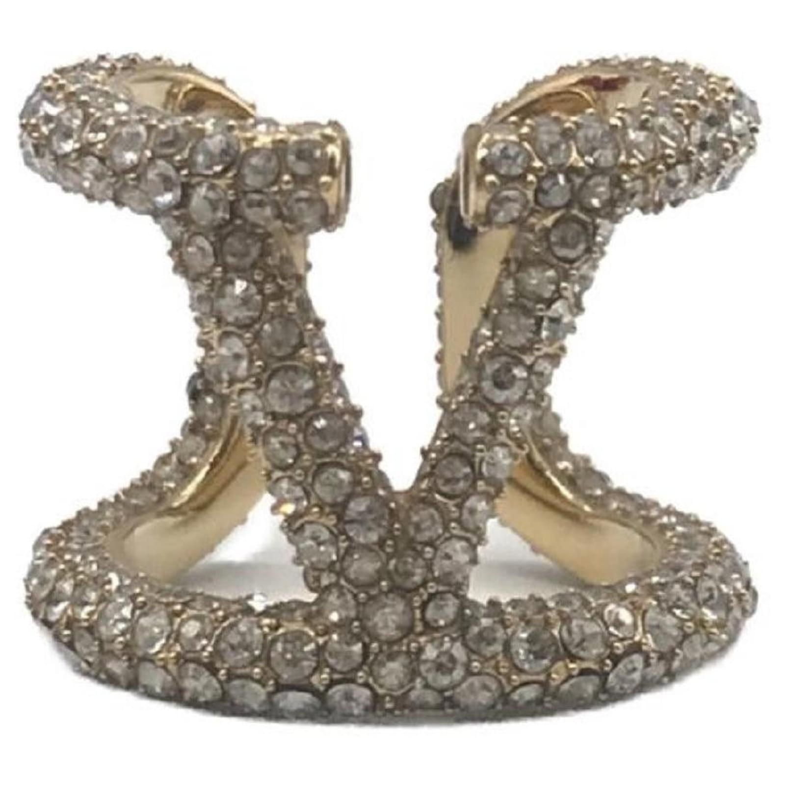 VALENTINO GARAVANI Golden Signature VLogo Crystal Ring Gold hardware  ref.968466 - Joli Closet