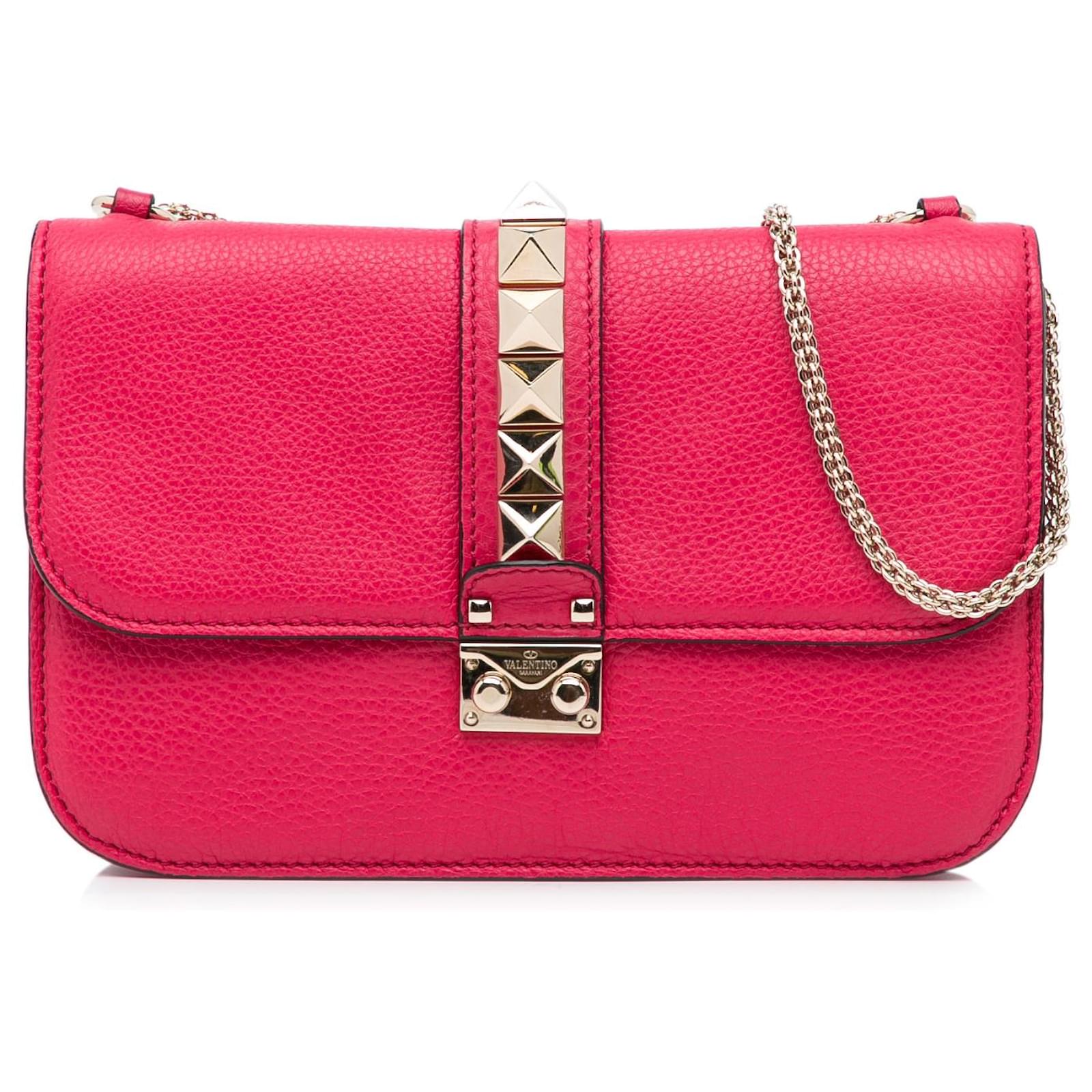 Valentino Red Small Rockstud Glam Lock Shoulder bag Leather calfskin - Joli Closet