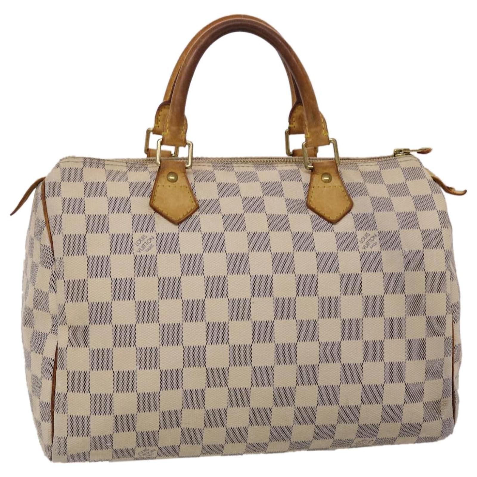 Louis Vuitton Speedy 30 White Damier Azur Hand Bag Made In France