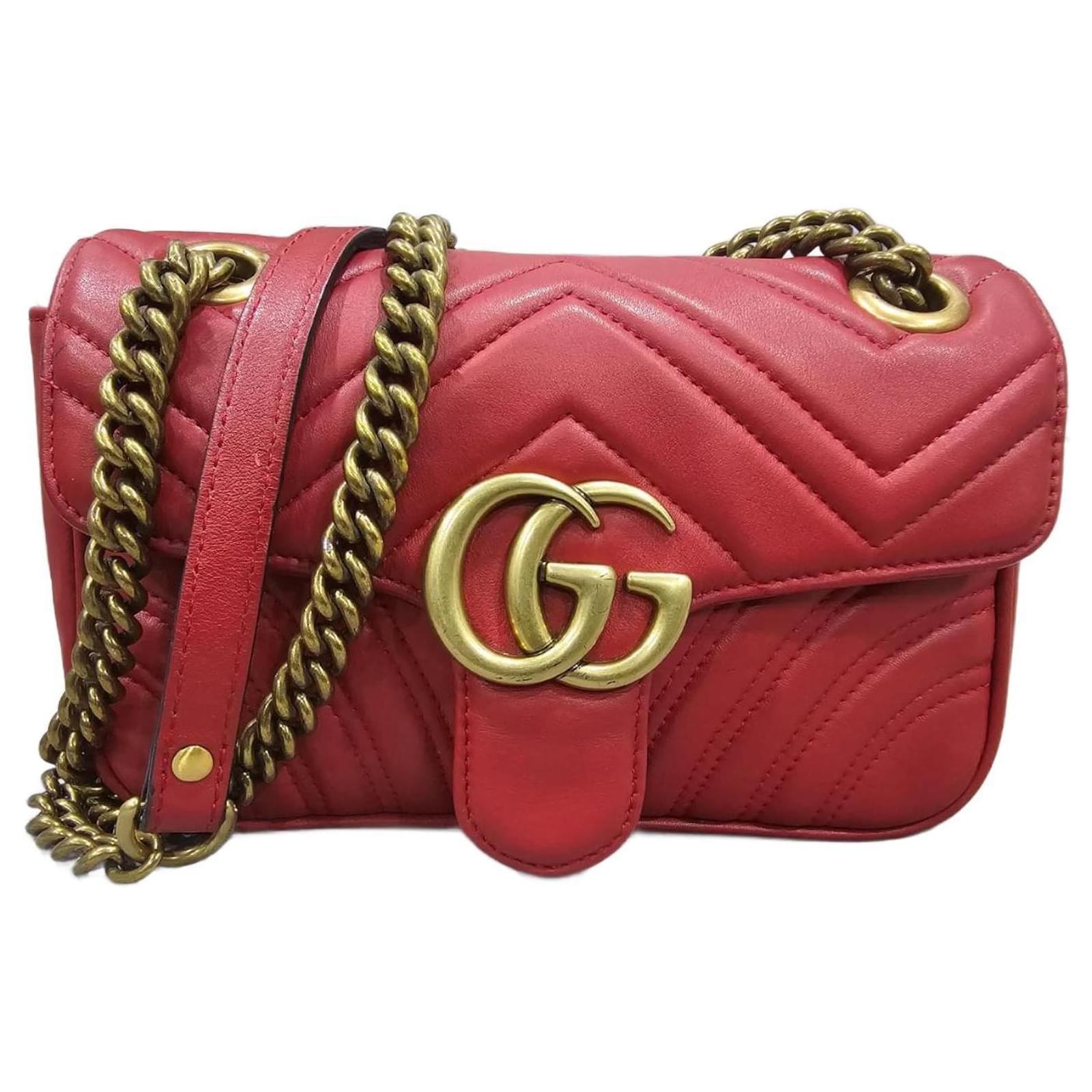 Gucci GG Marmont Matelasse Mini Hibiscus Red Leather ref.969157 - Joli  Closet