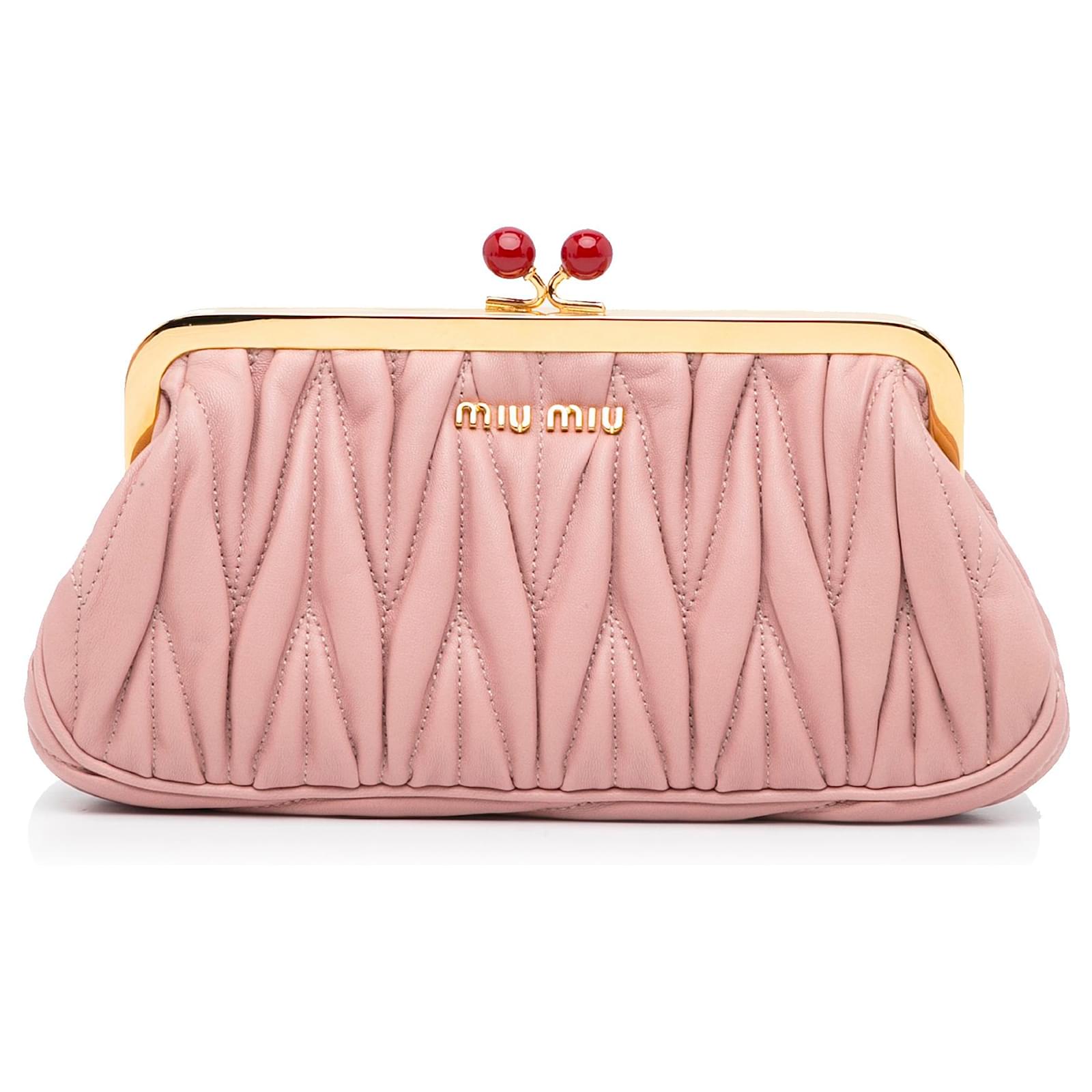 Miu Miu Pink Matelasse Frame Clutch Bag Leather ref.969215 - Joli