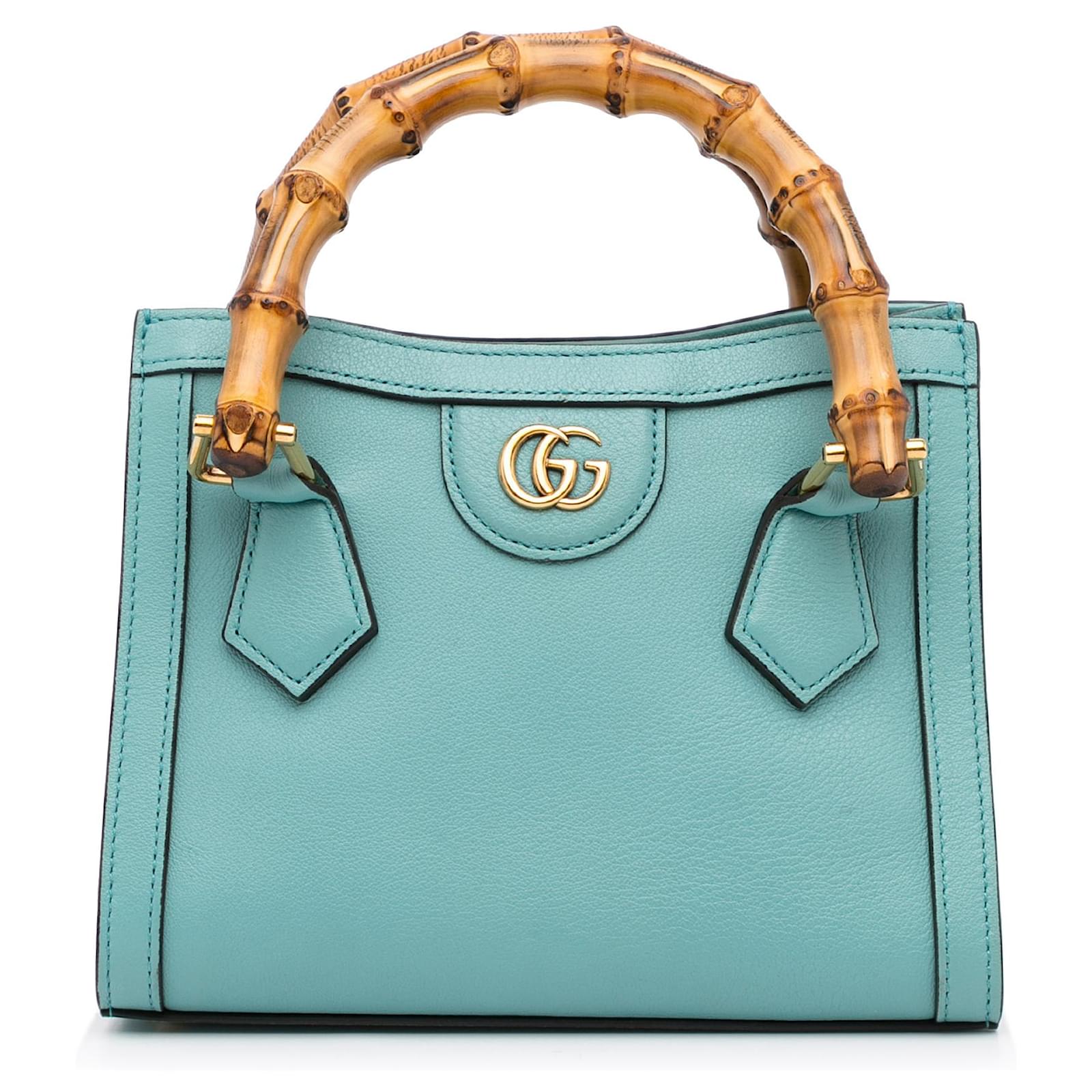 Gucci Green Mini Bamboo Diana Light green Leather Pony-style