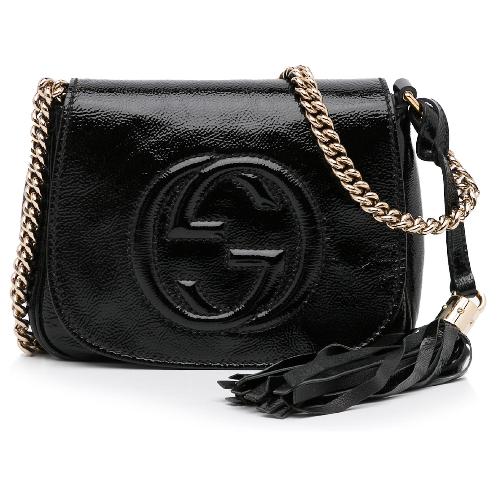 Gucci Black Patent Soho Flap Crossbody Bag