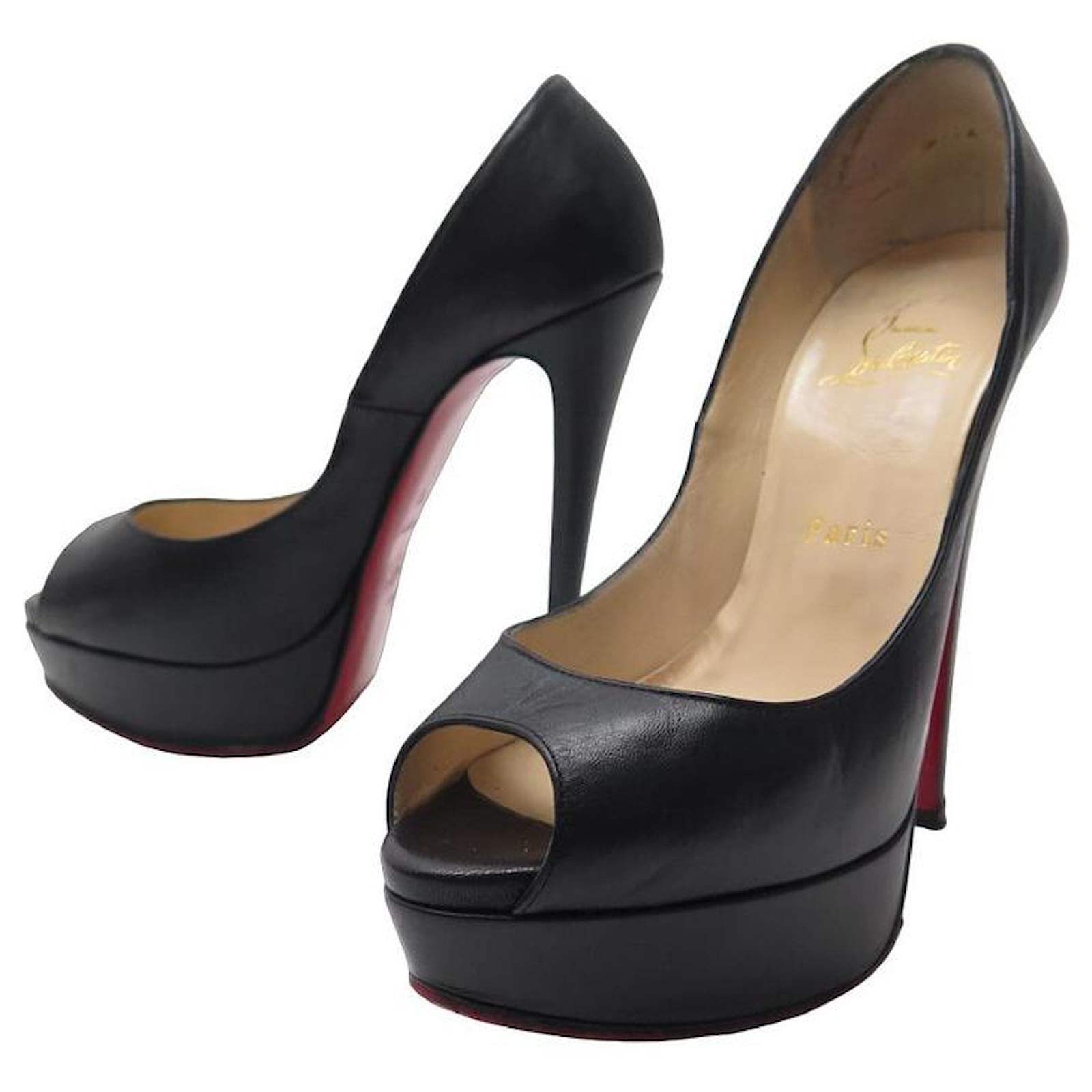 CHRISTIAN LOUBOUTIN LADY PEEP SHOES 37 PUMPS LEATHER LEATHER SHOES