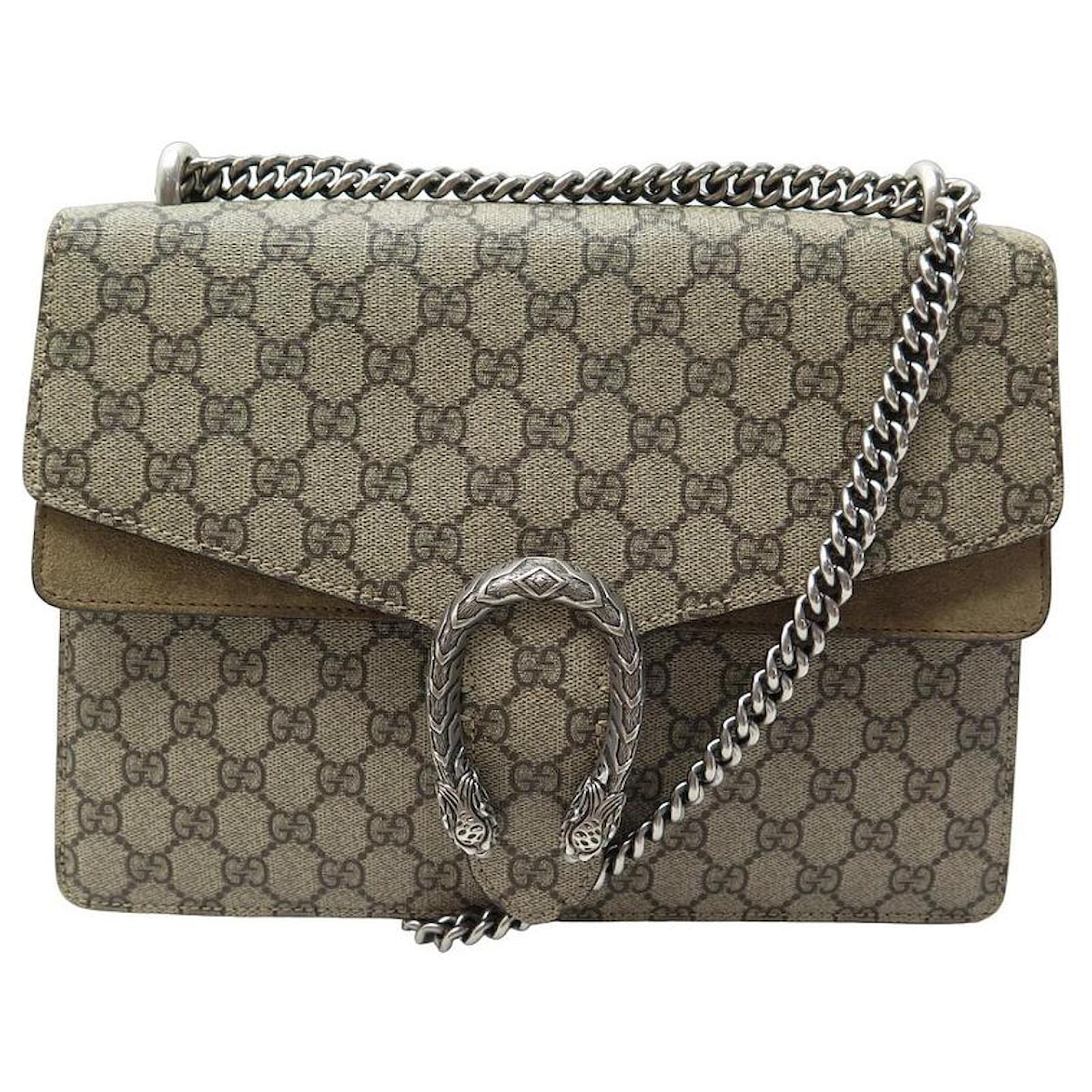 Dionysus GG Supreme Small Shoulder Bag in Beige - Gucci