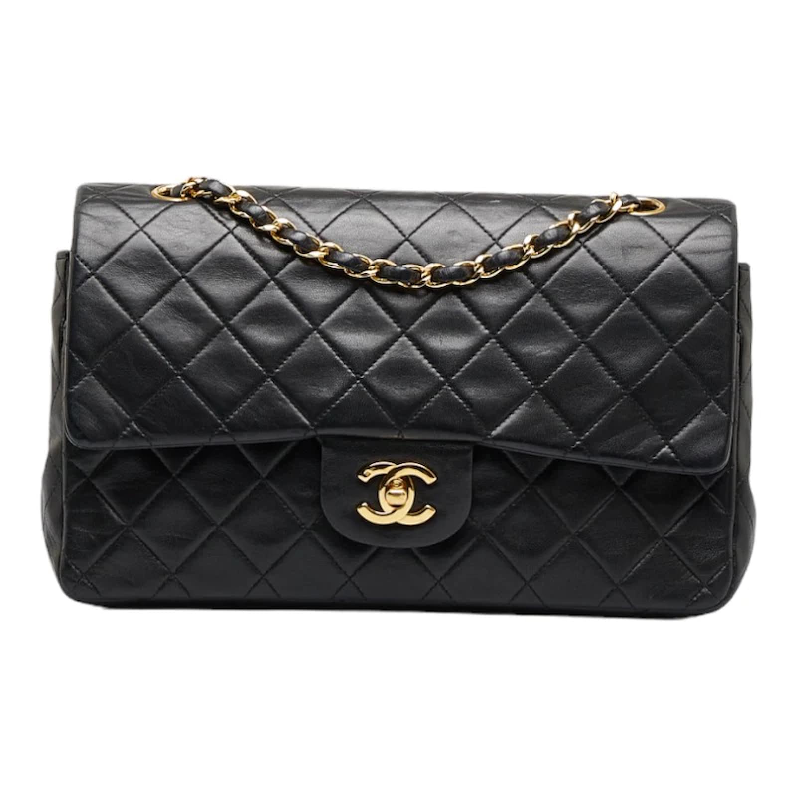 Chanel Medium Classic lined Flap Bag Black Leather Lambskin ref.969368 ...