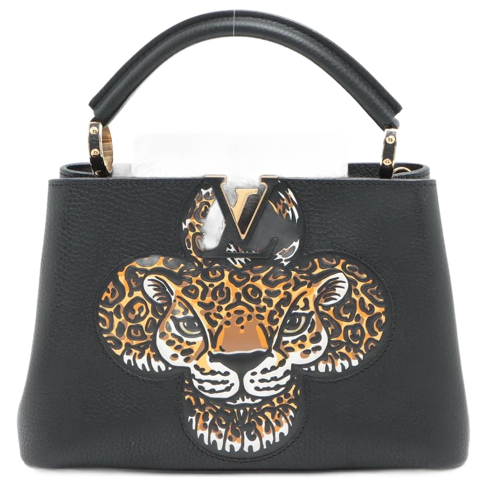 Handbags Louis Vuitton Capucines Bb 2way Taurillon Leather Trapped Leopard Black