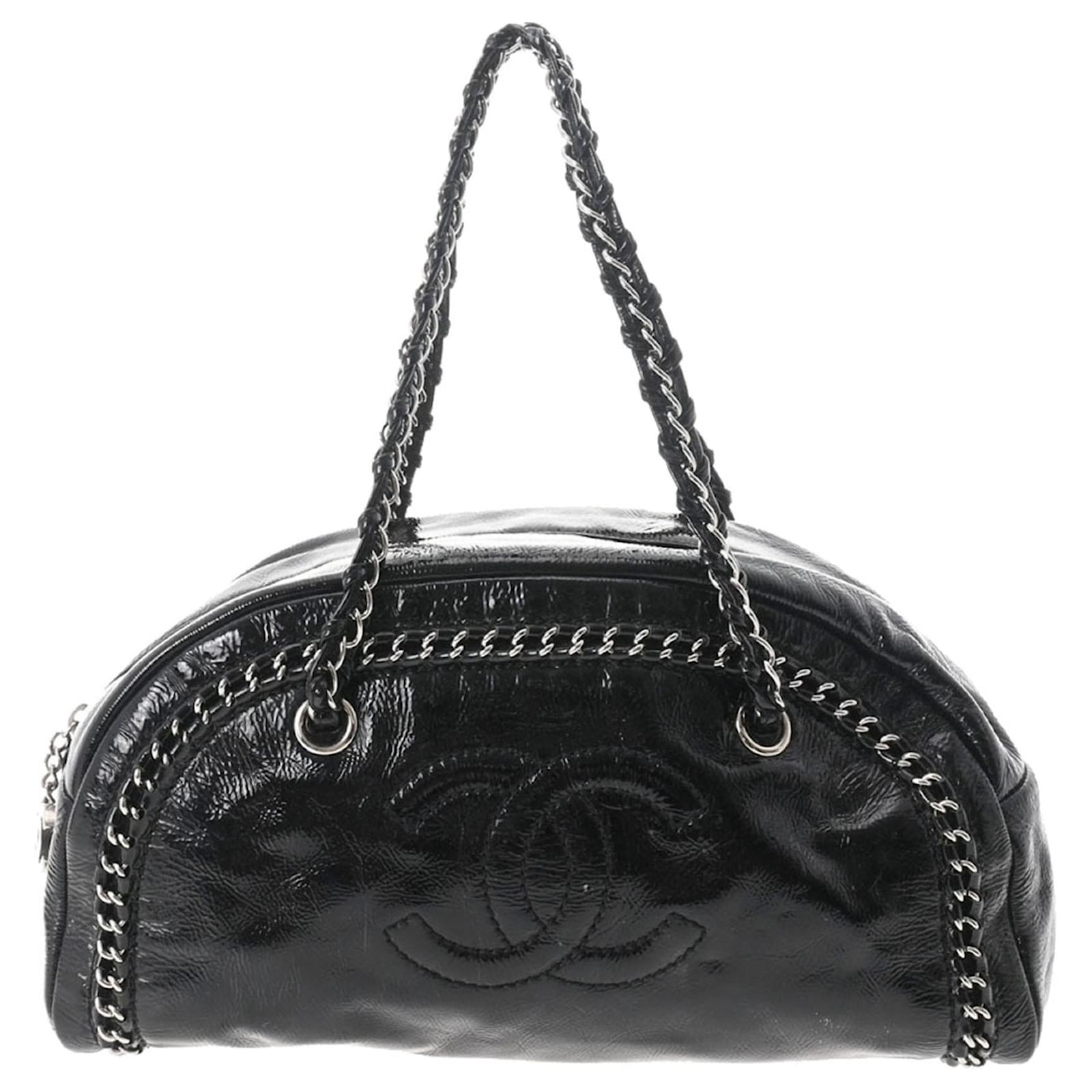 Chanel Womens Chocolate Box Bowling Bag Small Black Leather ref