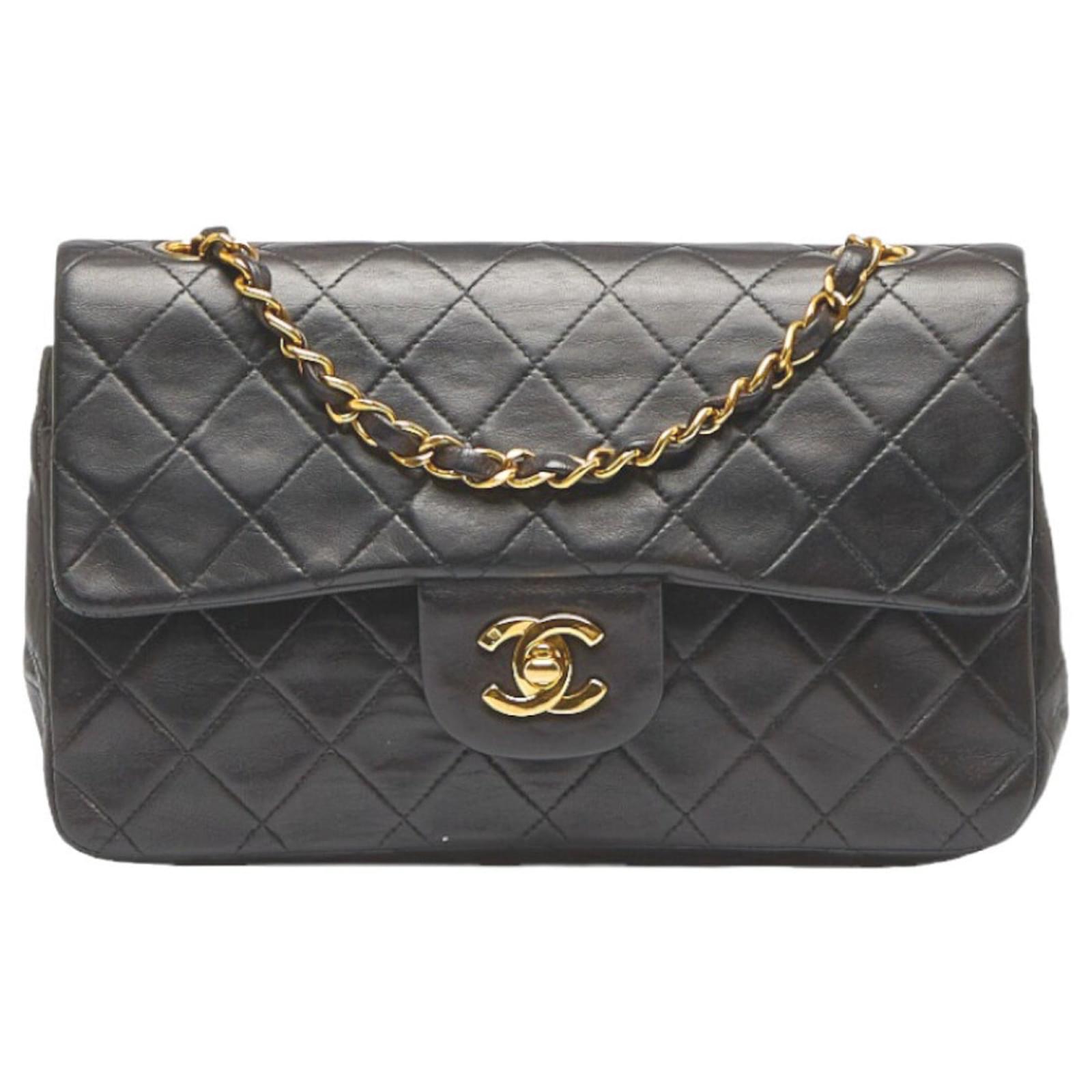 Chanel Black Quilted Caviar Leather Small Thread Around Flap Bag