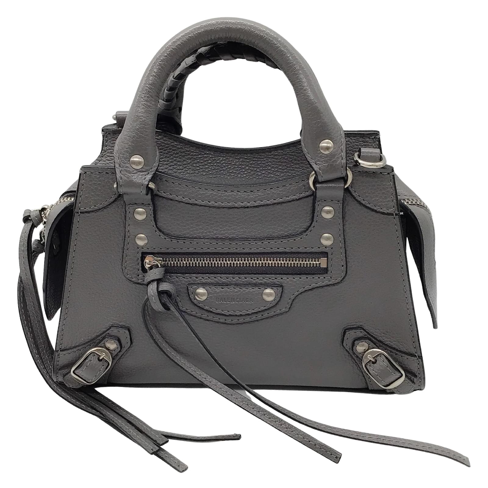 Balenciaga Grey Grained calf leather Leather Mini Neo Classic City