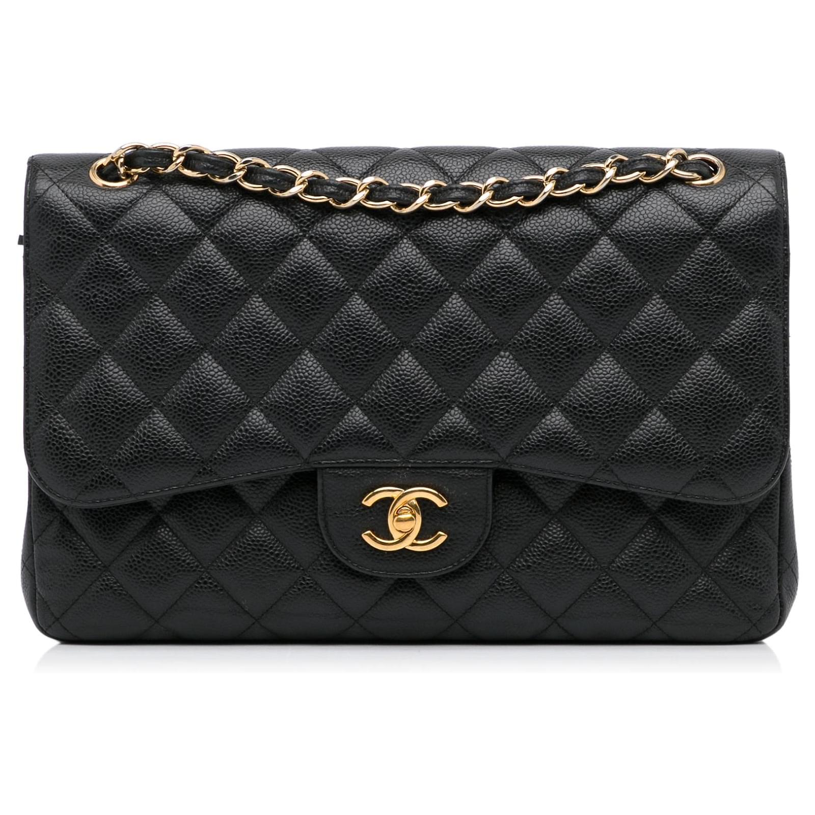 Chanel Black Caviar Jumbo Classic Double Flap Bag - GHW