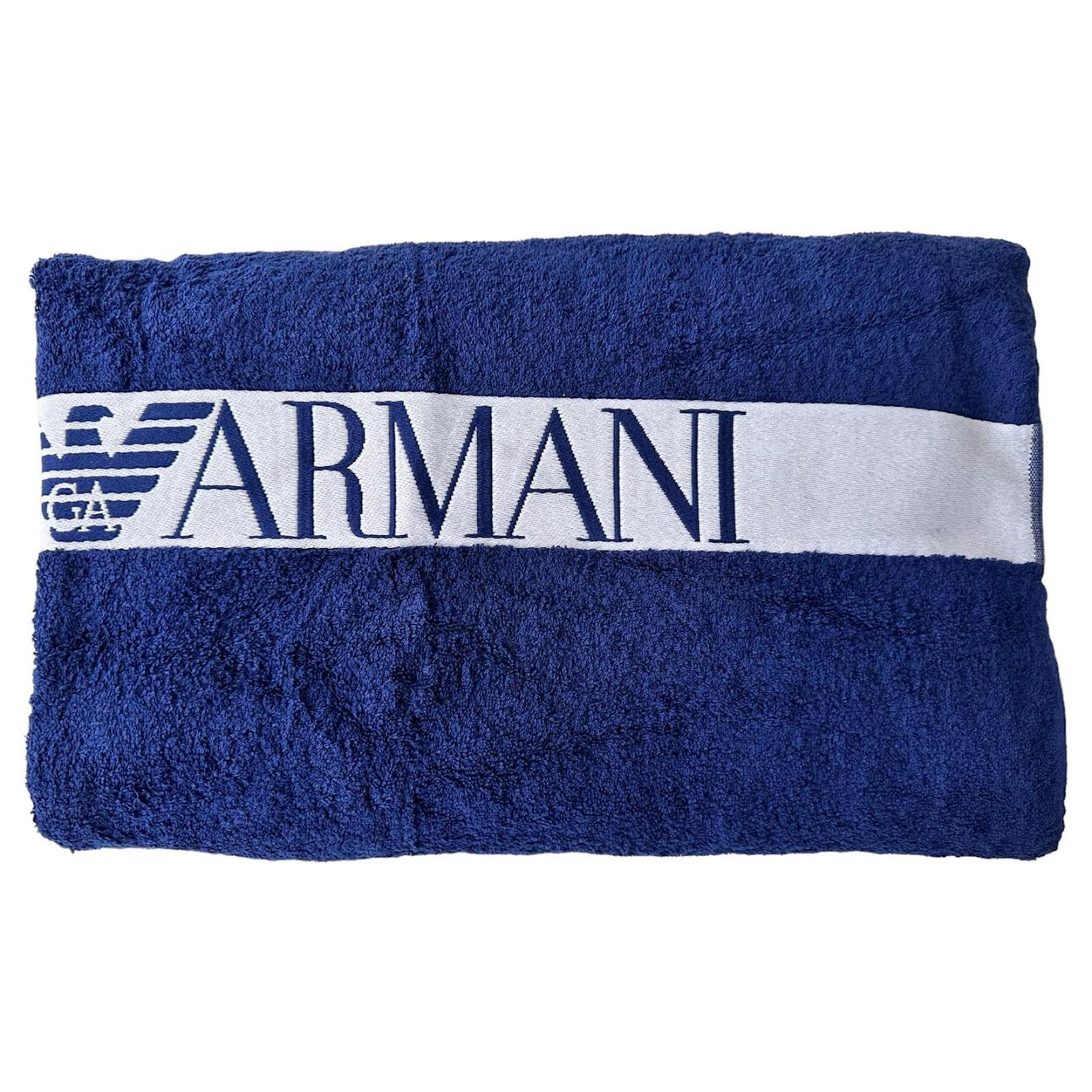 Emporio Armani Blue cotton beach towel ref.971234 Joli Closet