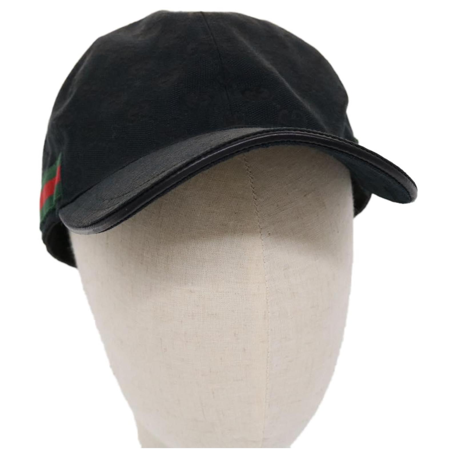 GUCCI GG Canvas Web Sherry Line Cap XL Black Red Green 200035 Auth