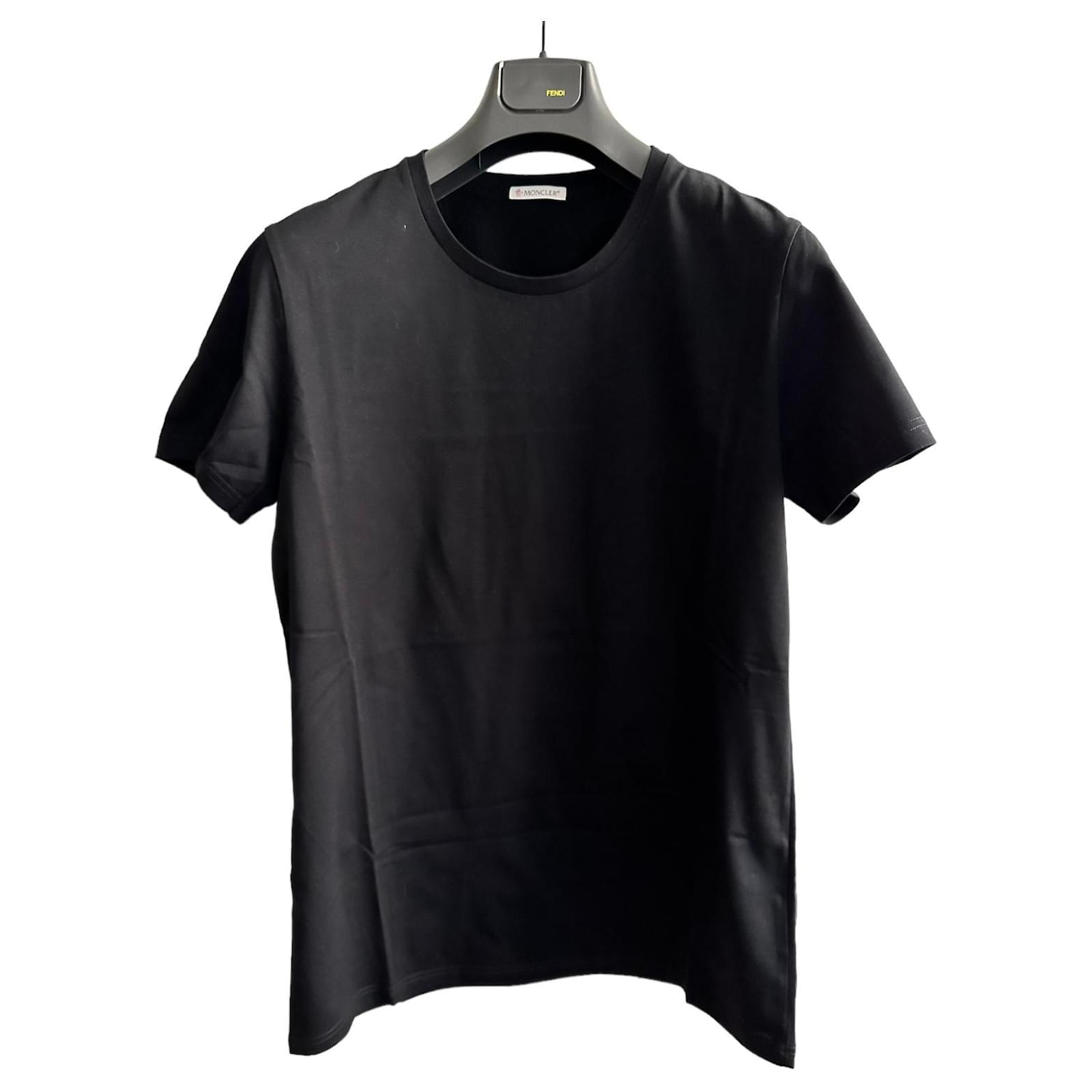 Logo Cotton Jersey T Shirt in Black - Moncler