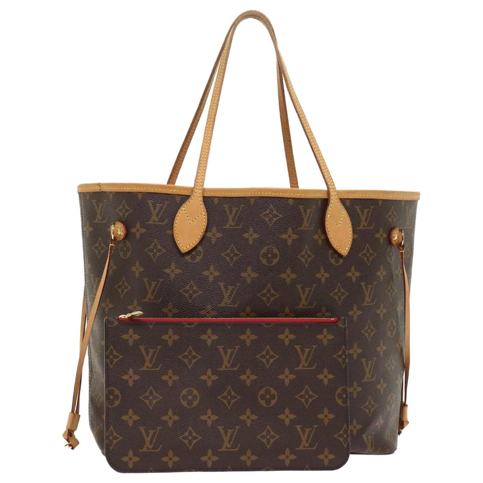 LOUIS VUITTON Neverfull MM Monogram Canvas Tote Bag Brown