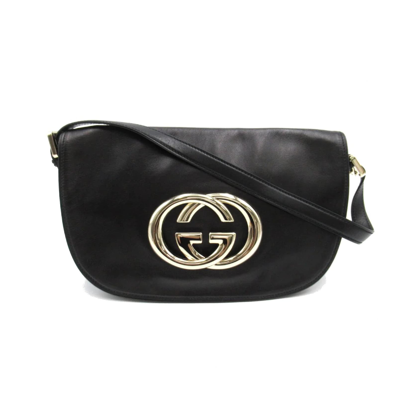 Gucci Black Leather Vintage Flap Shoulder Bag Gucci