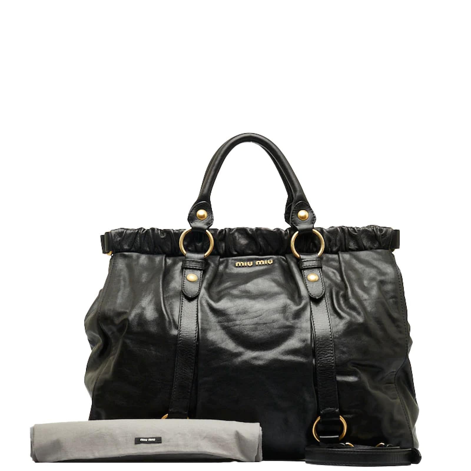 Miu Miu Vitello Lux Gathered Leather Handbag RN0423 Black Pony-style  calfskin ref.1000819 - Joli Closet