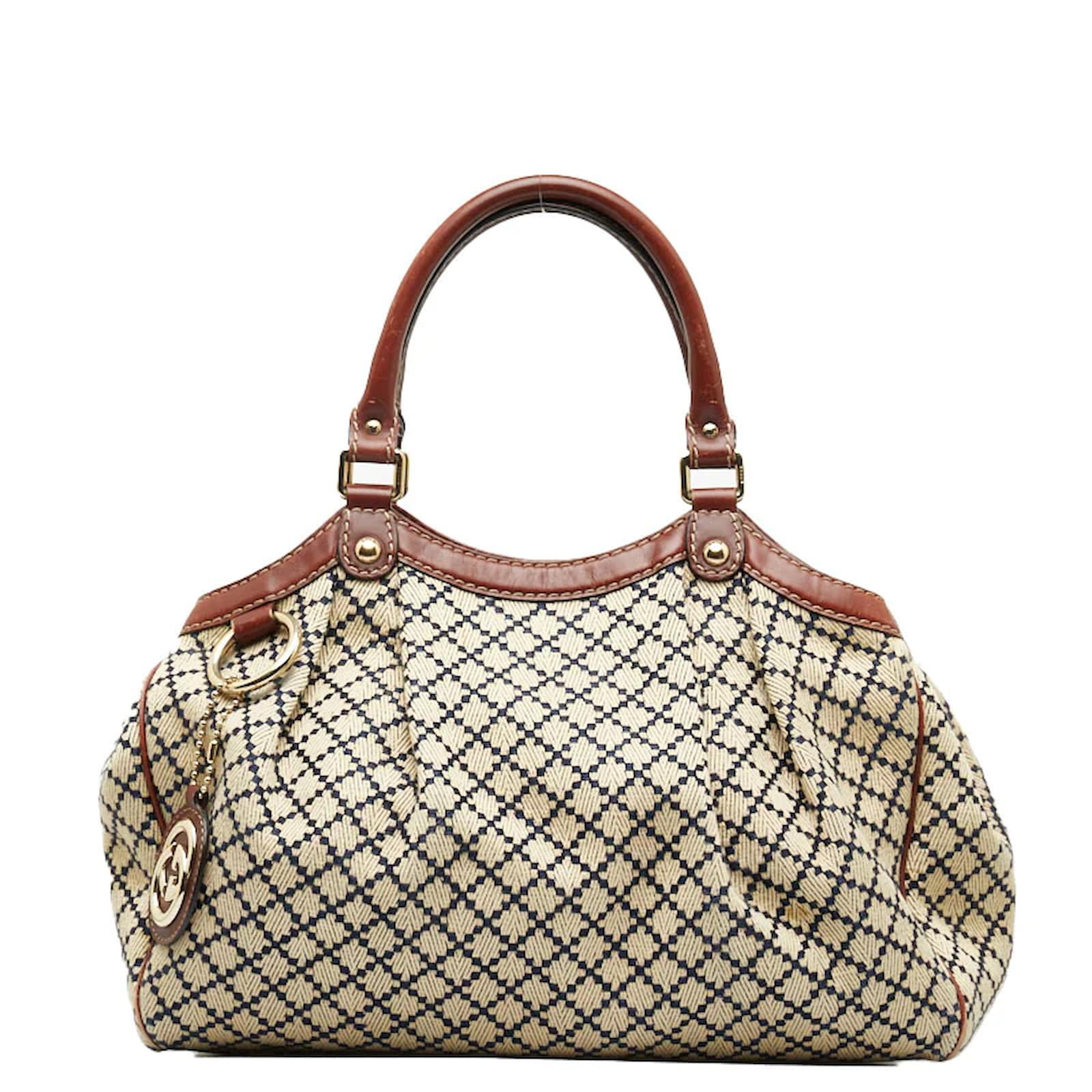 GUCCI Sukey Medium GG Canvas Tote Bag Beige 211944