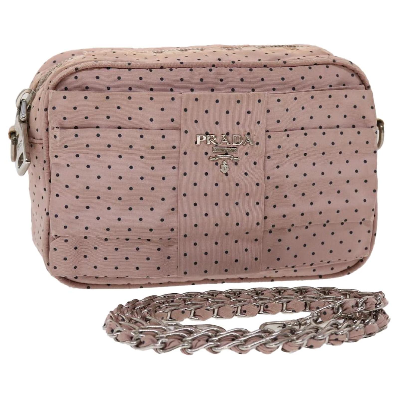 PRADA Dot Chain Shoulder Bag Nylon Pink Black Auth 48618 ref.1001632 - Joli  Closet