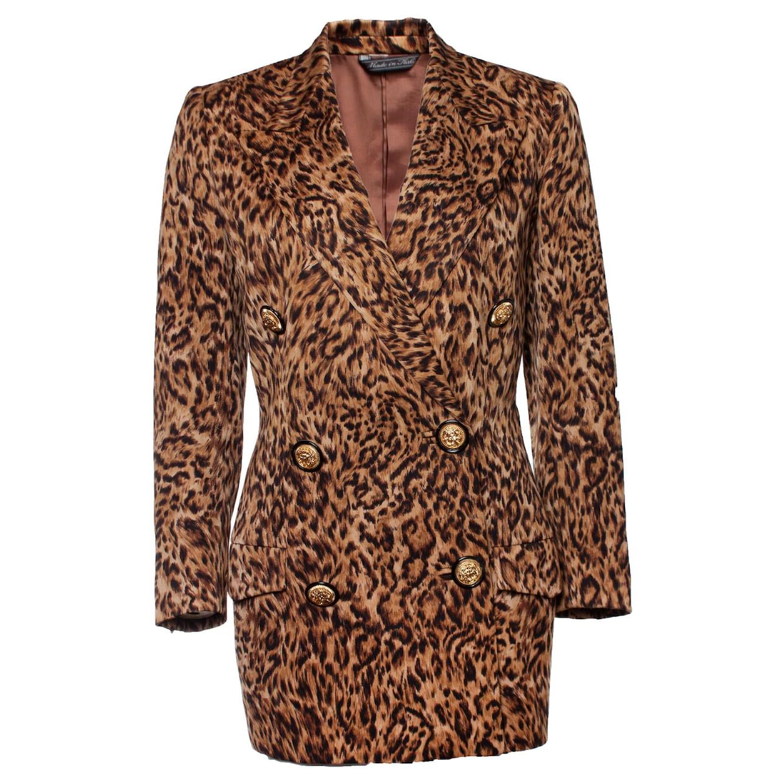 Gianni Versace Couture, Leopard printed maxi blazer Brown ref