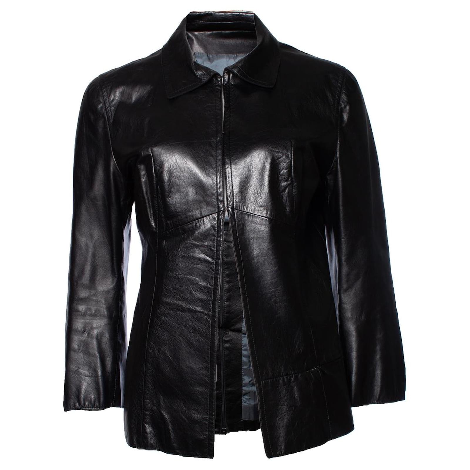 Costume National, Black leather jacket (Sold) - Joli Closet