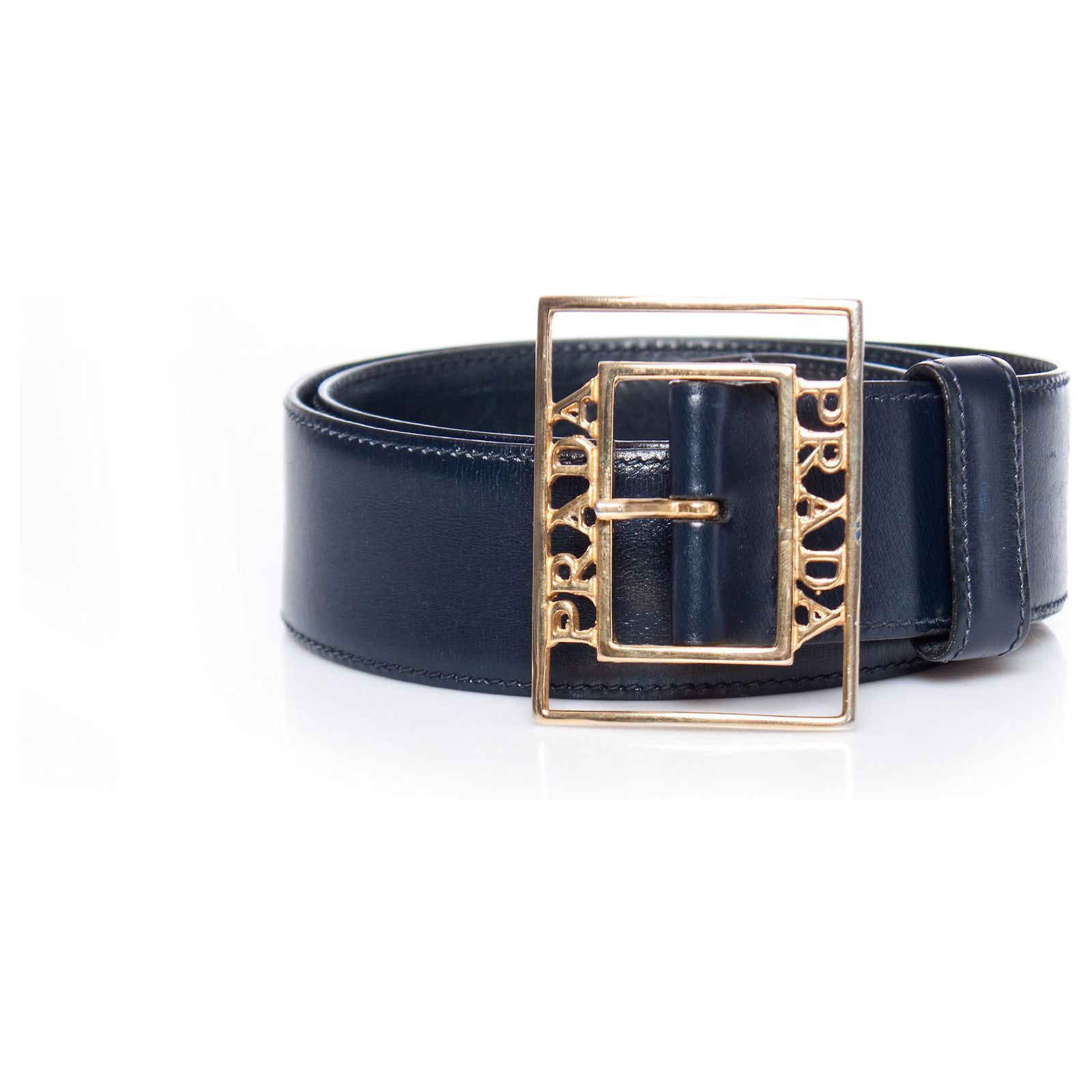 Prada, vintage dark blue leather belt. ref.1003044 - Joli Closet display picture 2