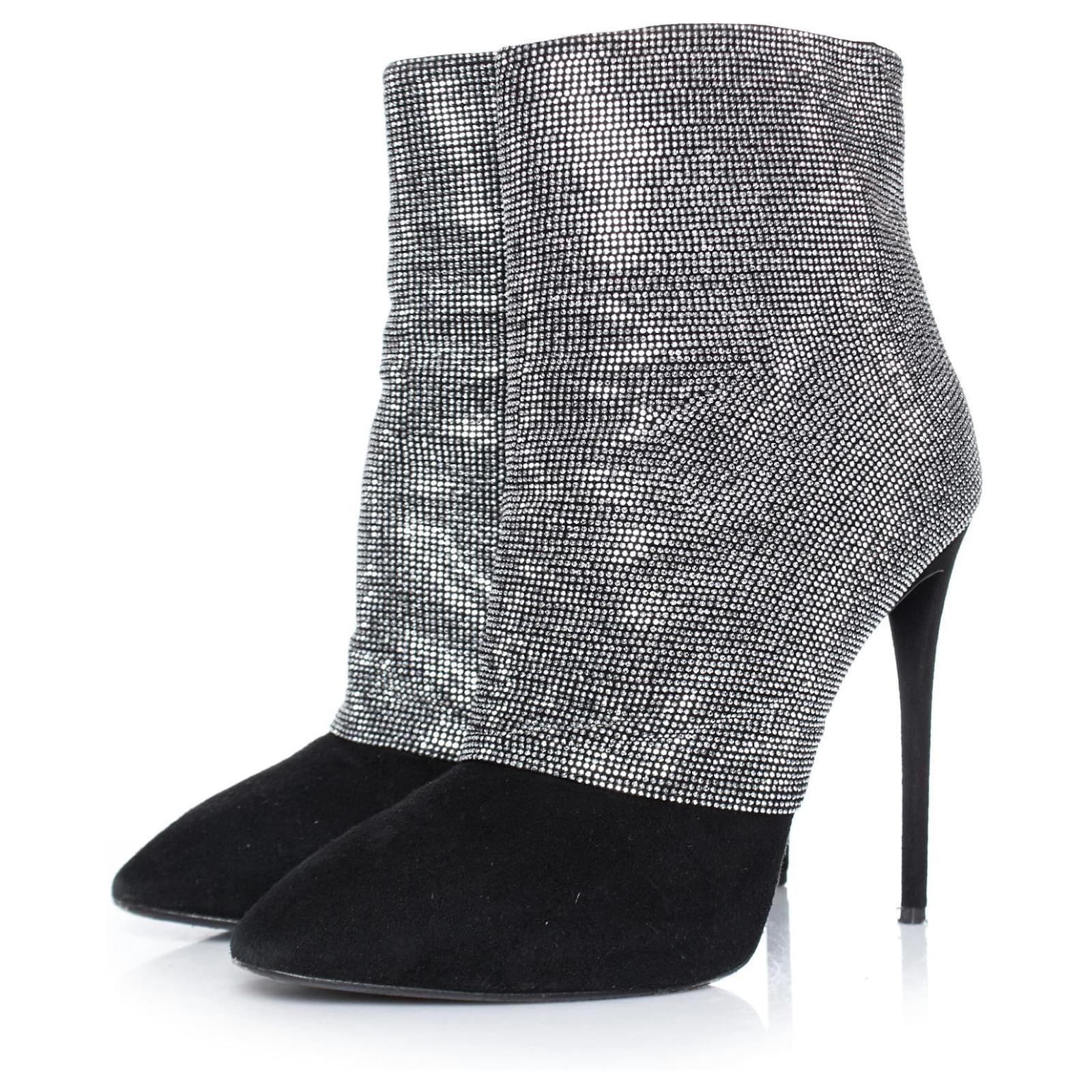 Zanotti, crystal ankle boots Black Suede - Closet