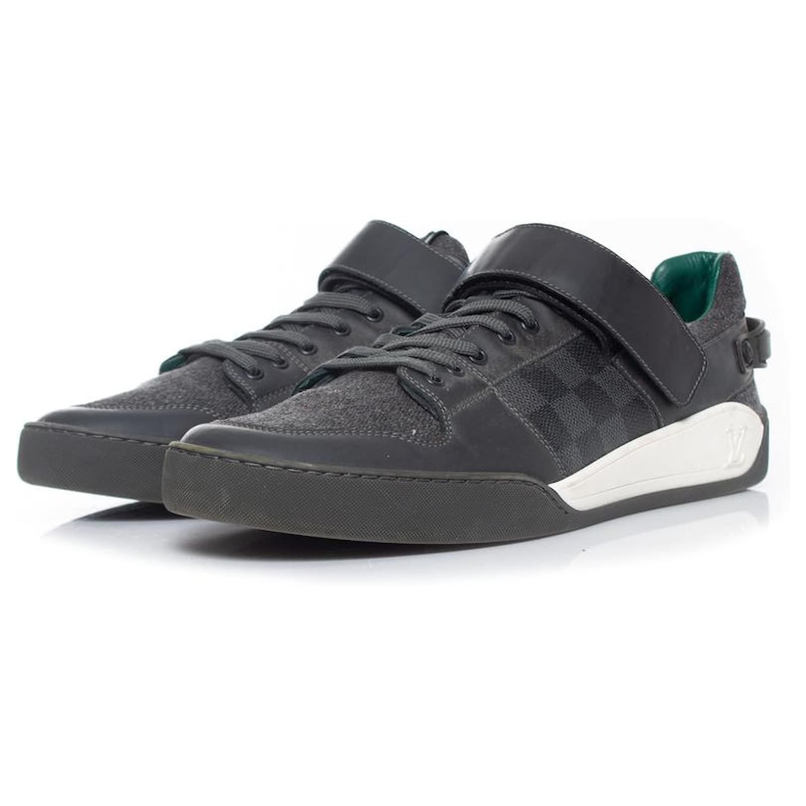 Louis Vuitton, Damier velcro sneakers Grey Leather ref.1003545