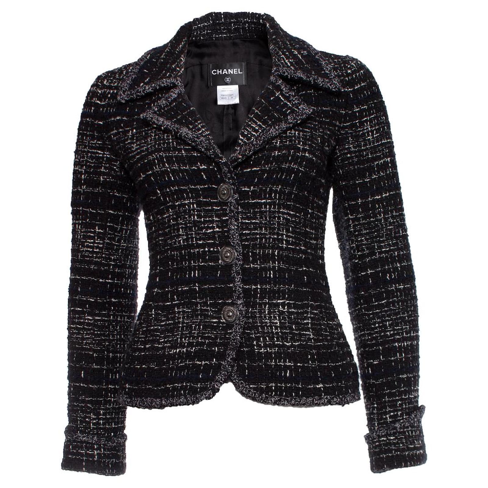 Chanel, black and white boucle jacket with lurex Wool ref.1003599 - Joli  Closet
