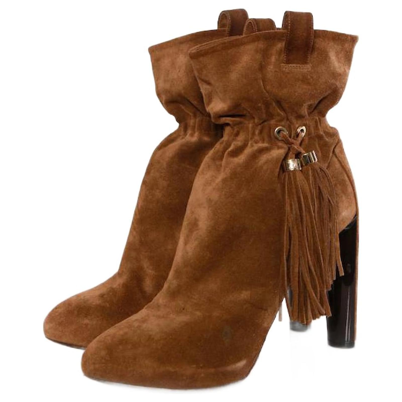 Suede ankle boots with on sale tassels