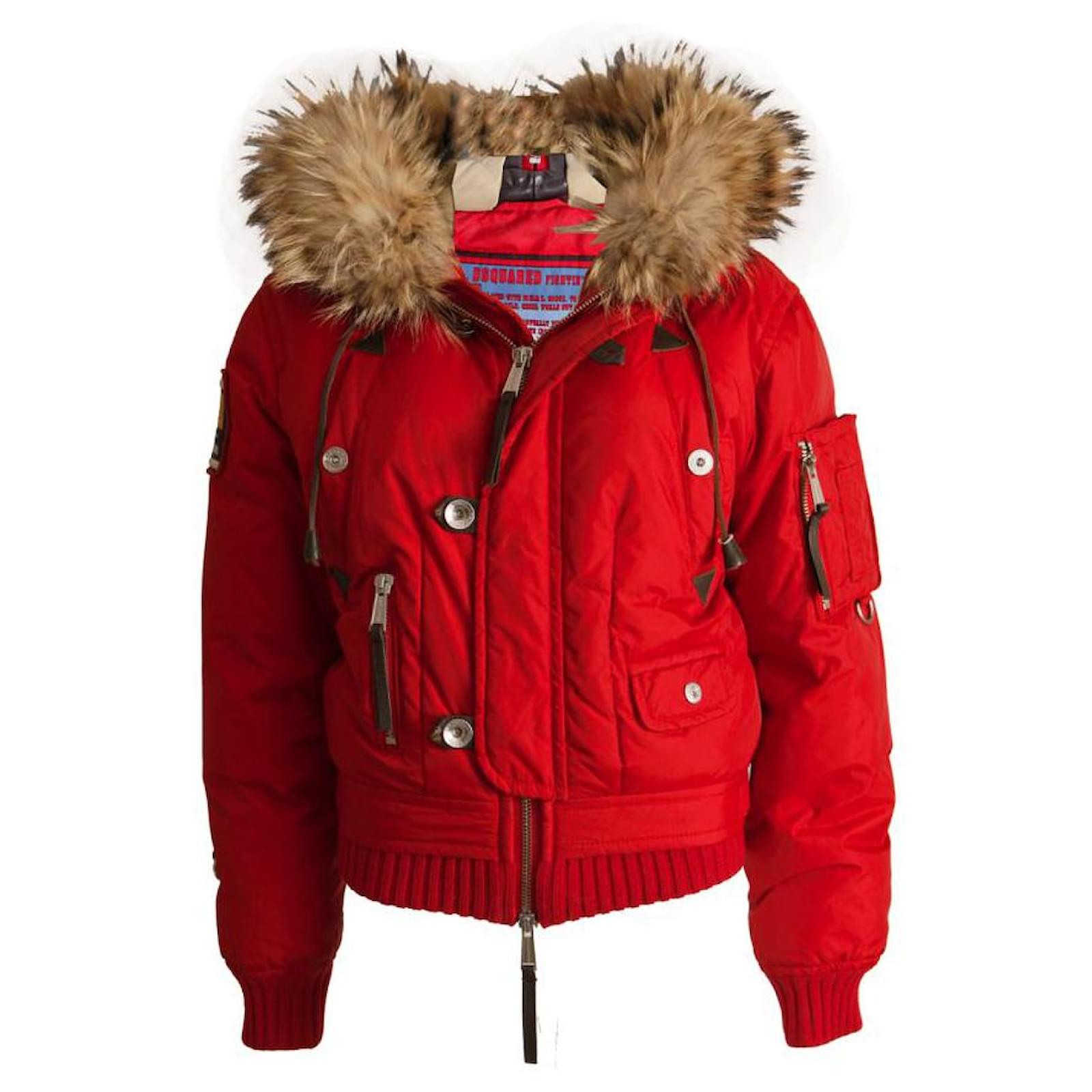 Dsquared2, red bomber parka with fur collar. ref.JC1004120 (Sold