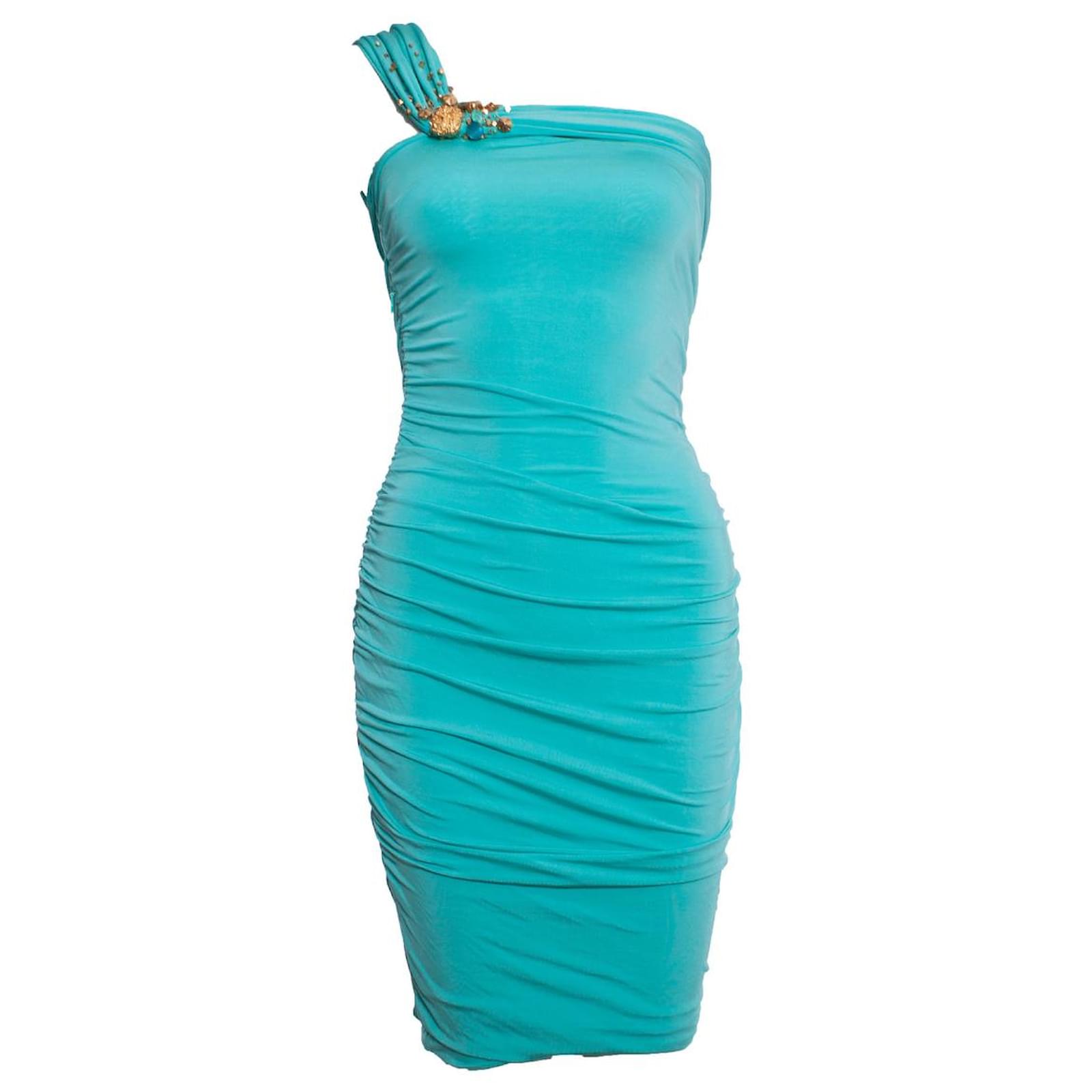 blumarine blue dress Blumarine 2002FW Blue Beaded Velvet Dress – Sous Les Fleurs main image 1