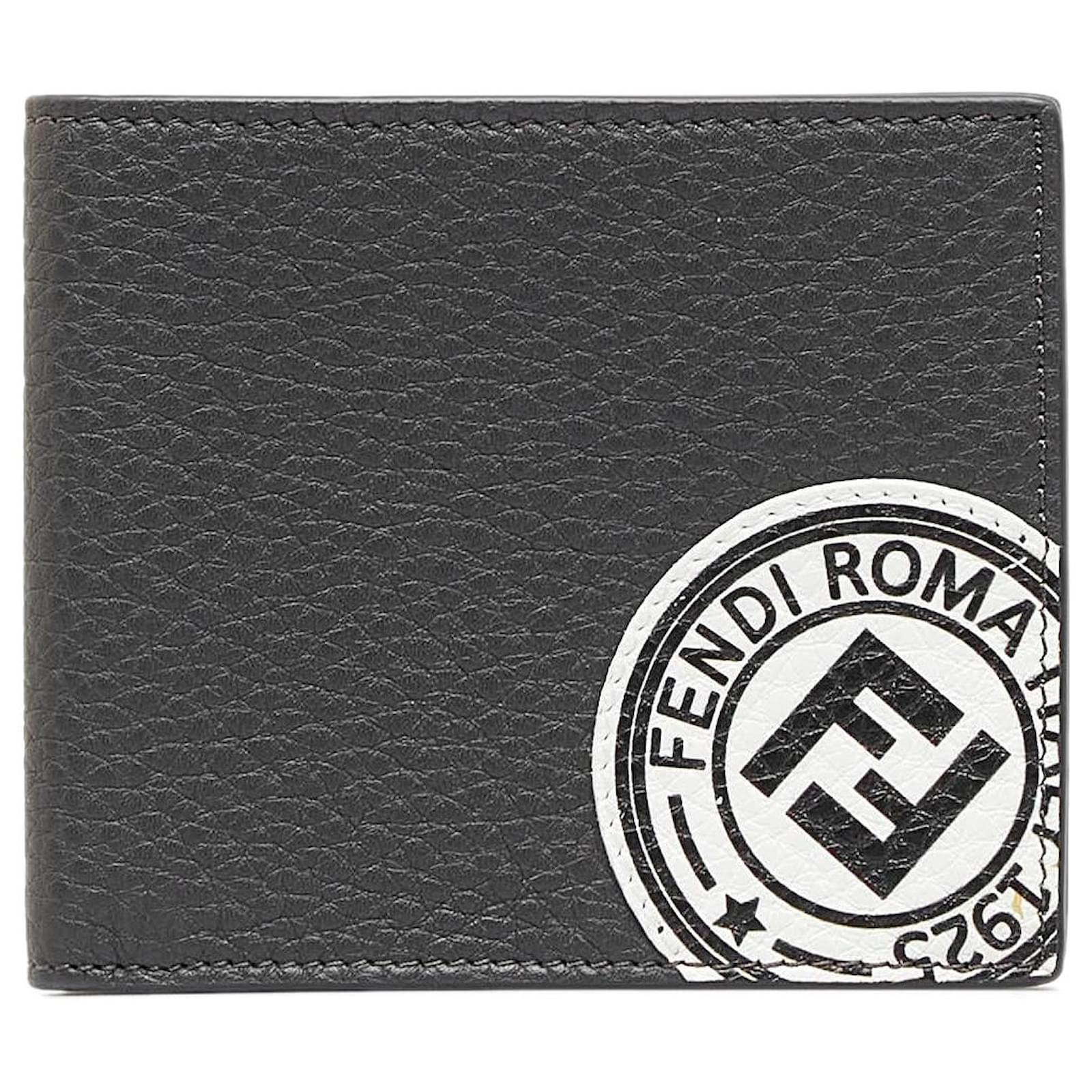 Fendi Continental Wallet In ROMA Logo Calf Leather Black