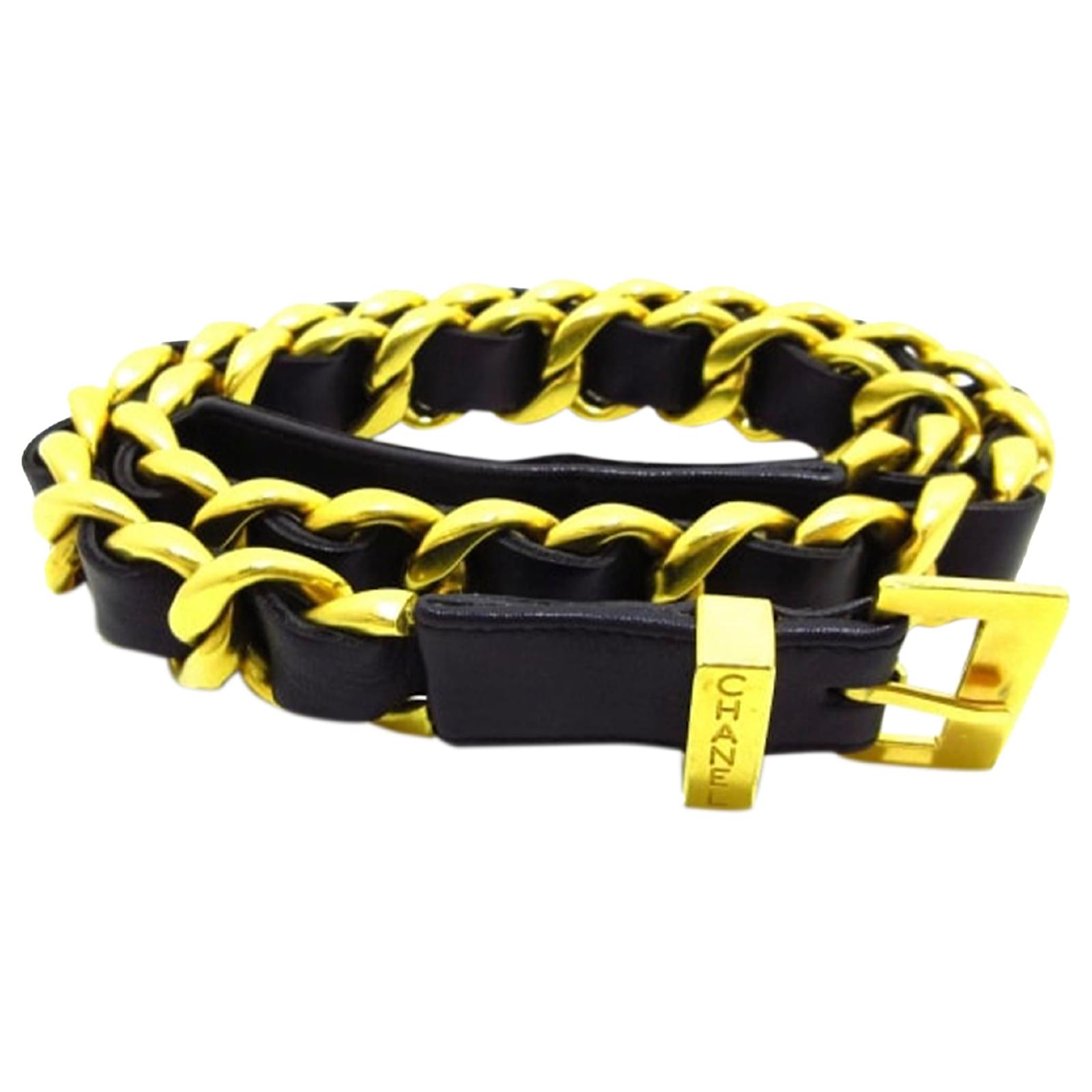 Chanel Black CC Chain-Link Belt Golden Leather Metal Pony-style calfskin  ref.1004619 - Joli Closet