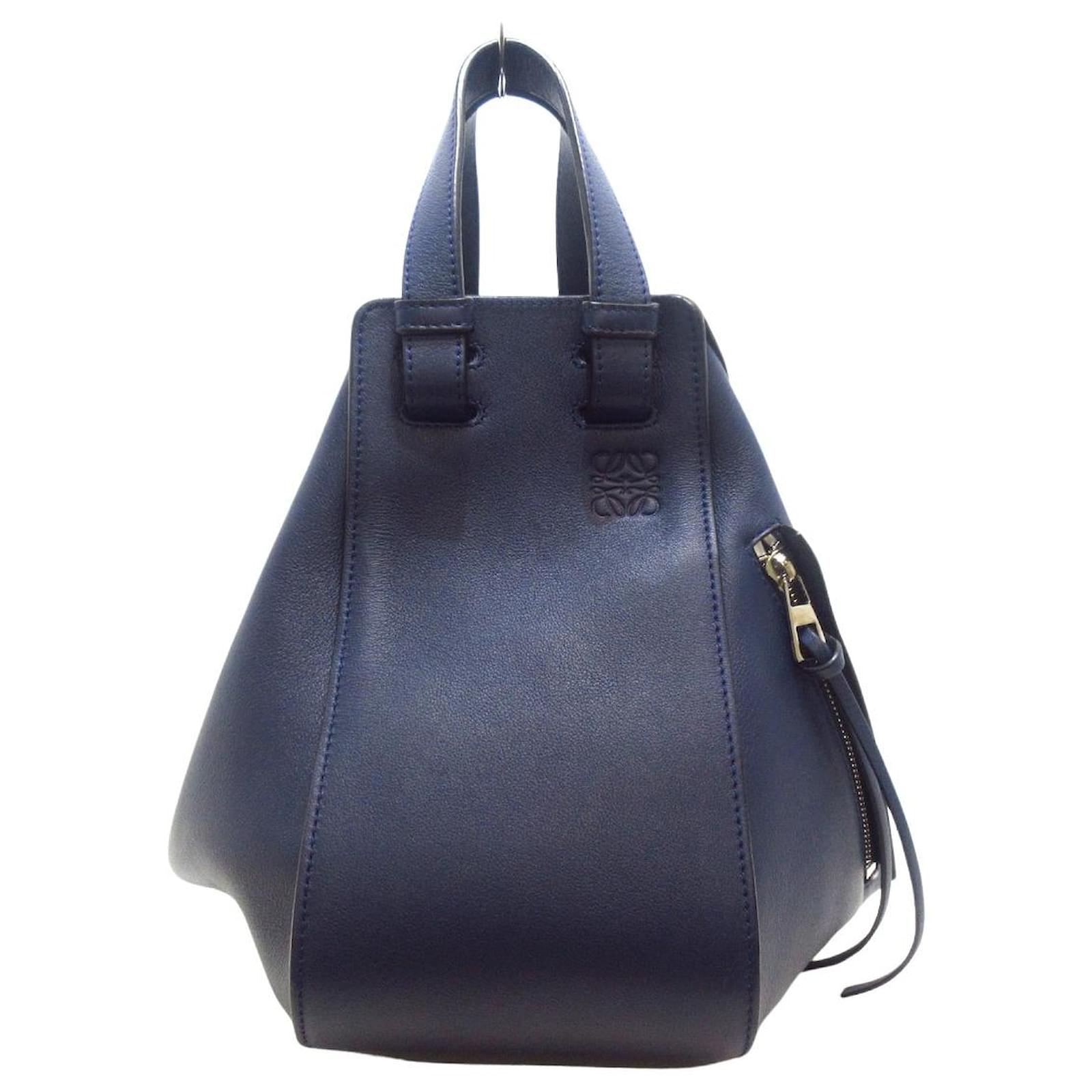 Loewe Leather Hammock Bag Navy Blue