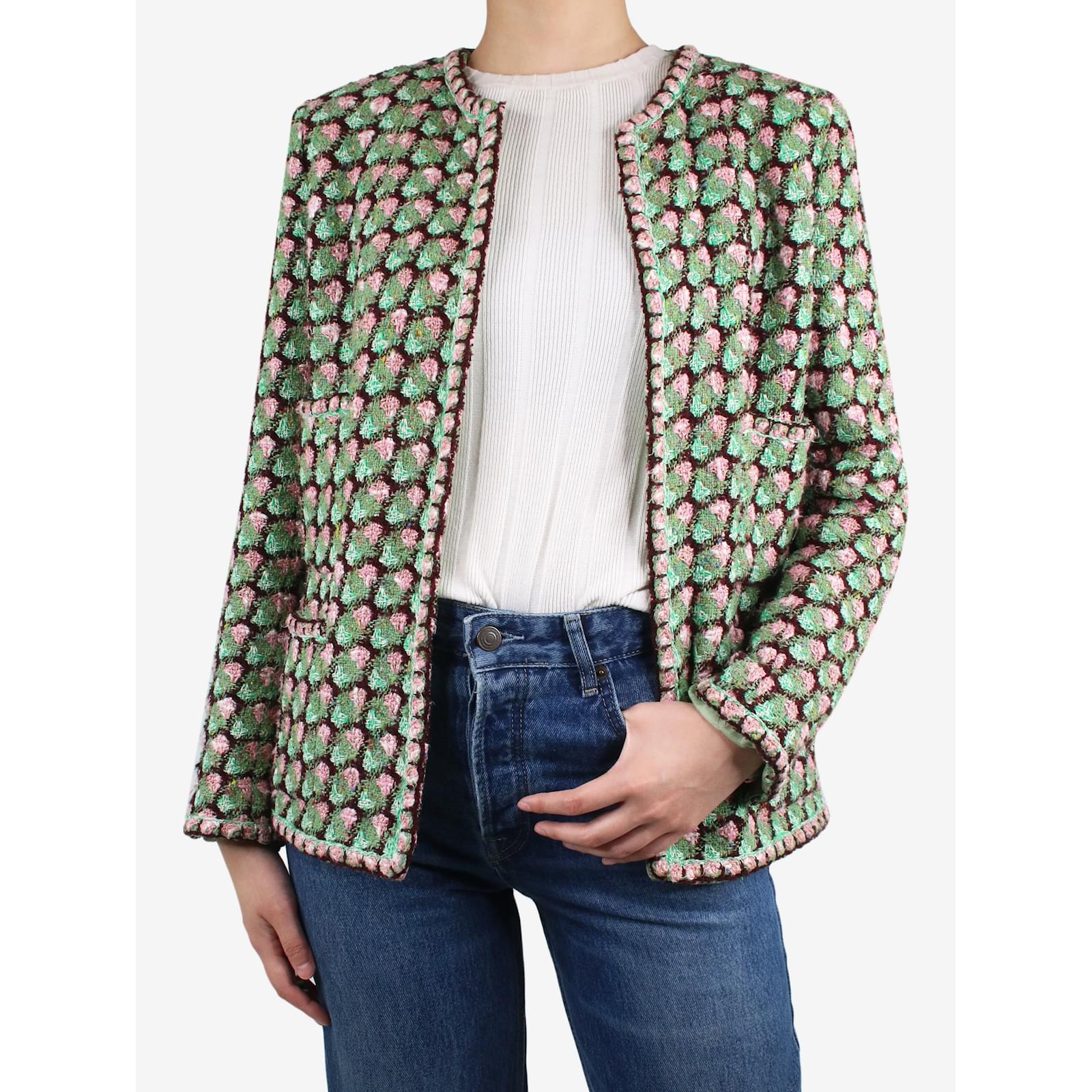 Chanel Green tweed pocket jacket - size FR 40 Viscose ref.1004917