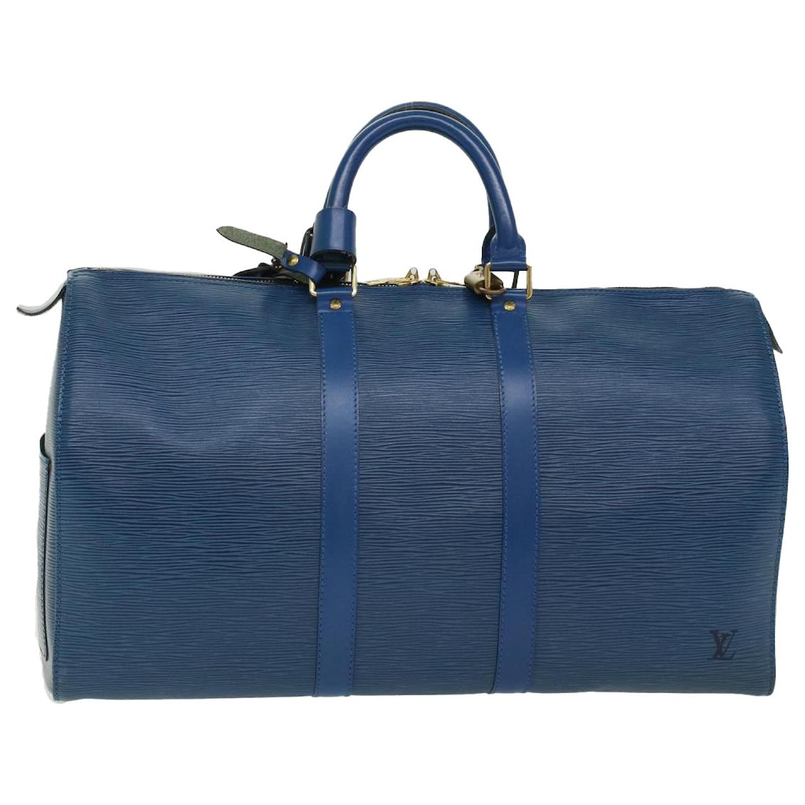 Louis Vuitton Epi Keepall 45 Boston Bag Blue M42975 LV Auth 47959