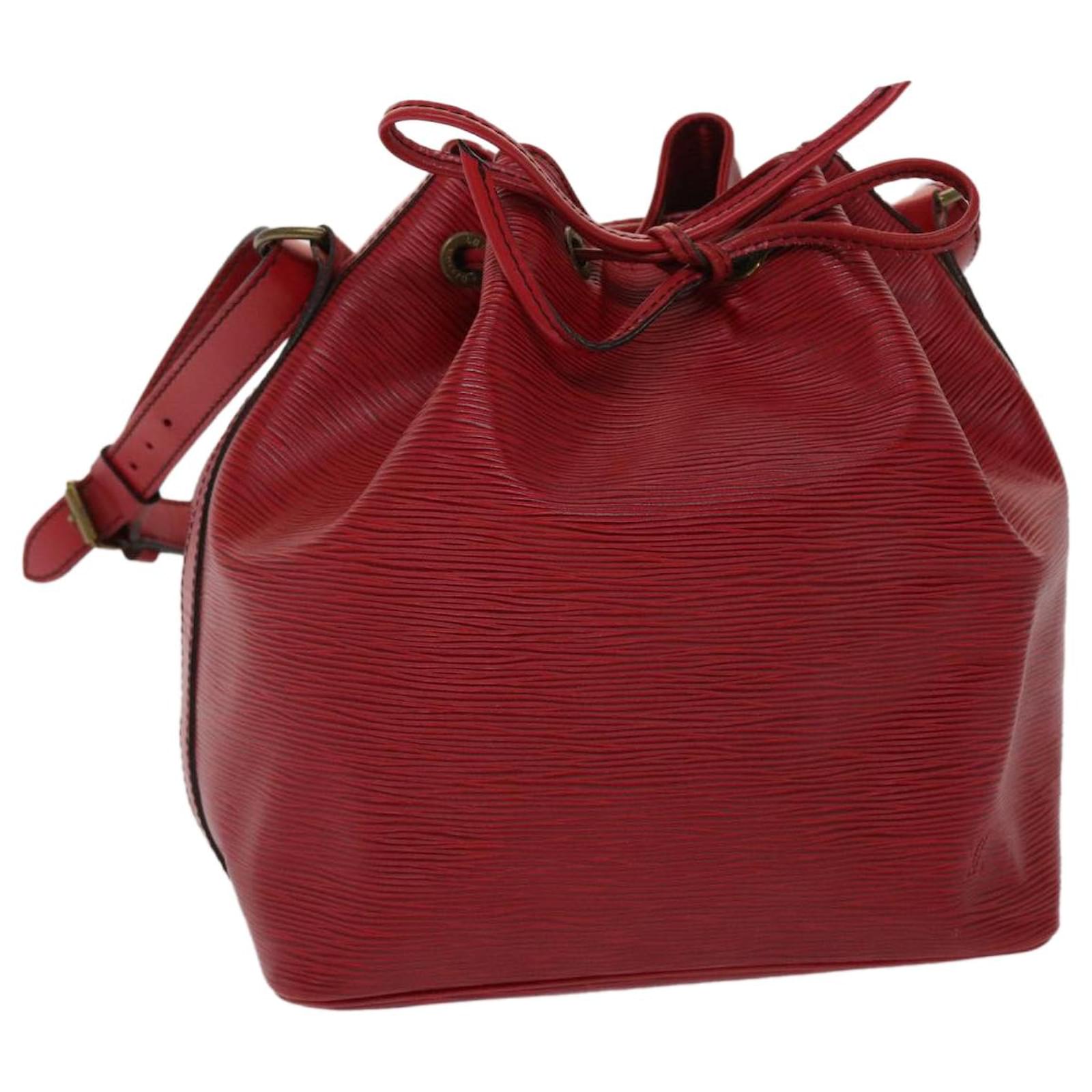 LOUIS VUITTON Petit Noe Bag Bucket Handbag Shoulder Red EPI France