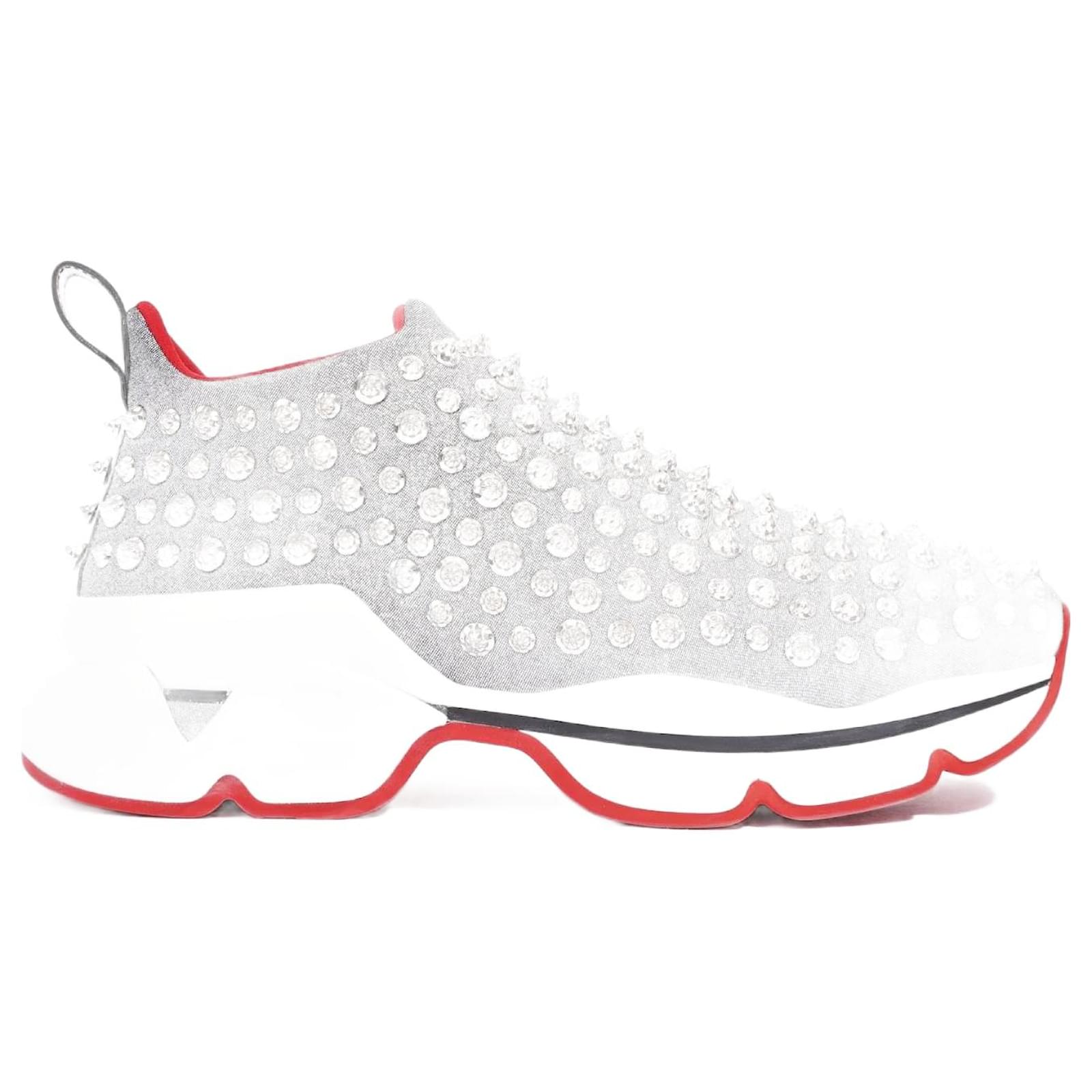 Christian Louboutin Donna Spike White Sock Sneakers New
