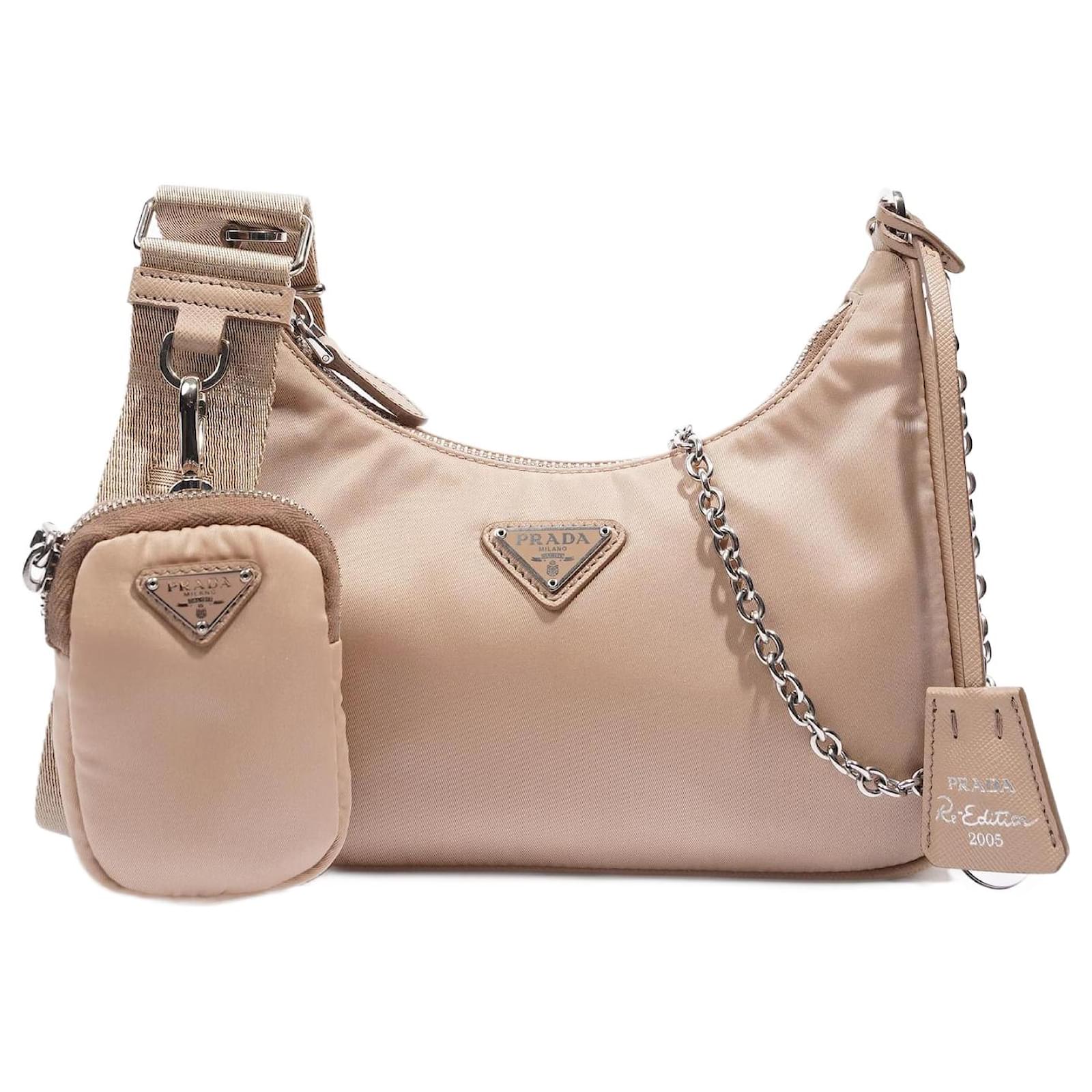 Beige Prada Re-Edition 2005 Saffiano leather bag