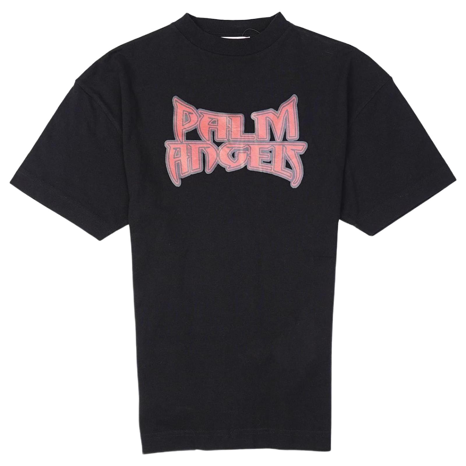 Palm Angels Mens Logo T-Shirt Black Red XXS Synthetic ref.1005744