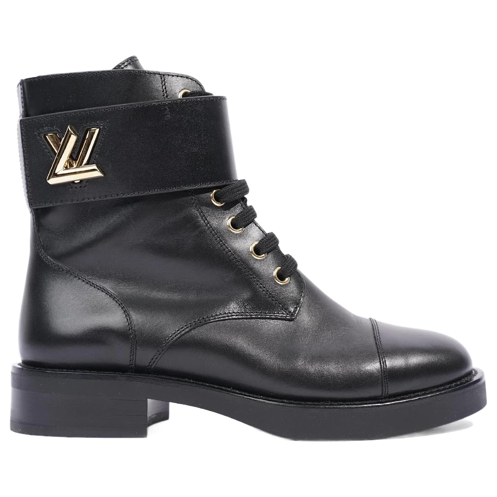 Louis Vuitton Boots/Booties Women Size 36. Black Leather with LV Monogram.