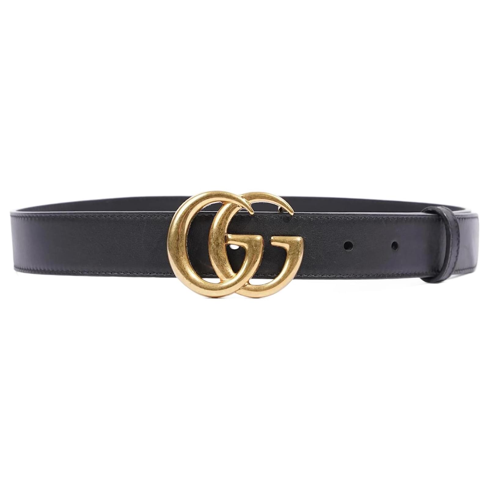 Womens Gucci black Leather GG Belt